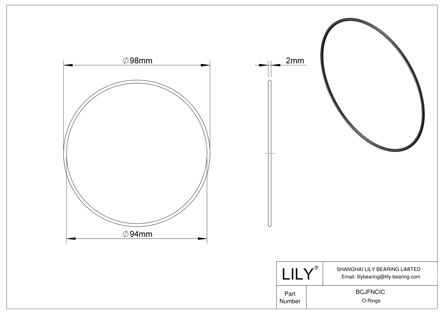 BCJFNCIC Chemical Resistant O-rings Round cad drawing