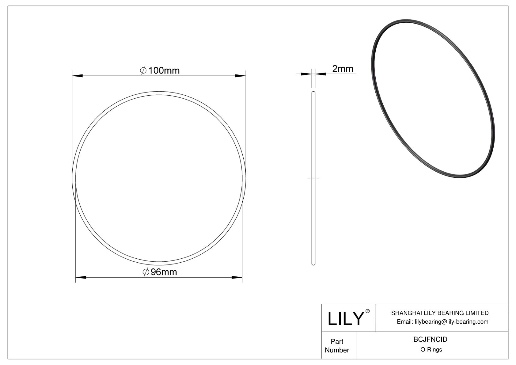 BCJFNCID Chemical Resistant O-rings Round cad drawing