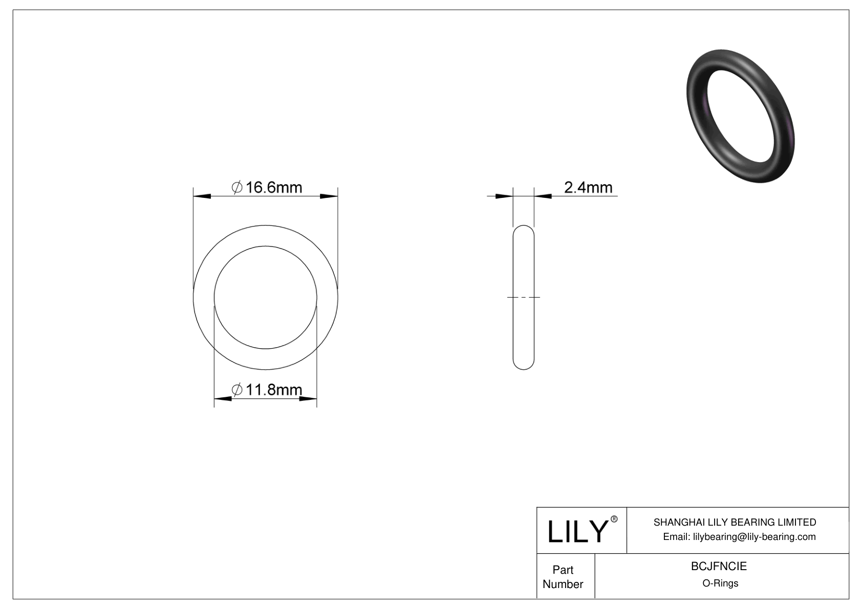 BCJFNCIE Chemical Resistant O-rings Round cad drawing