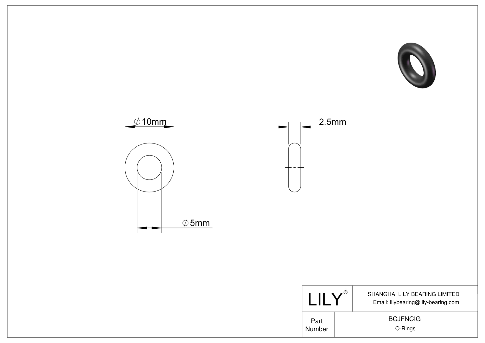 BCJFNCIG Chemical Resistant O-rings Round cad drawing