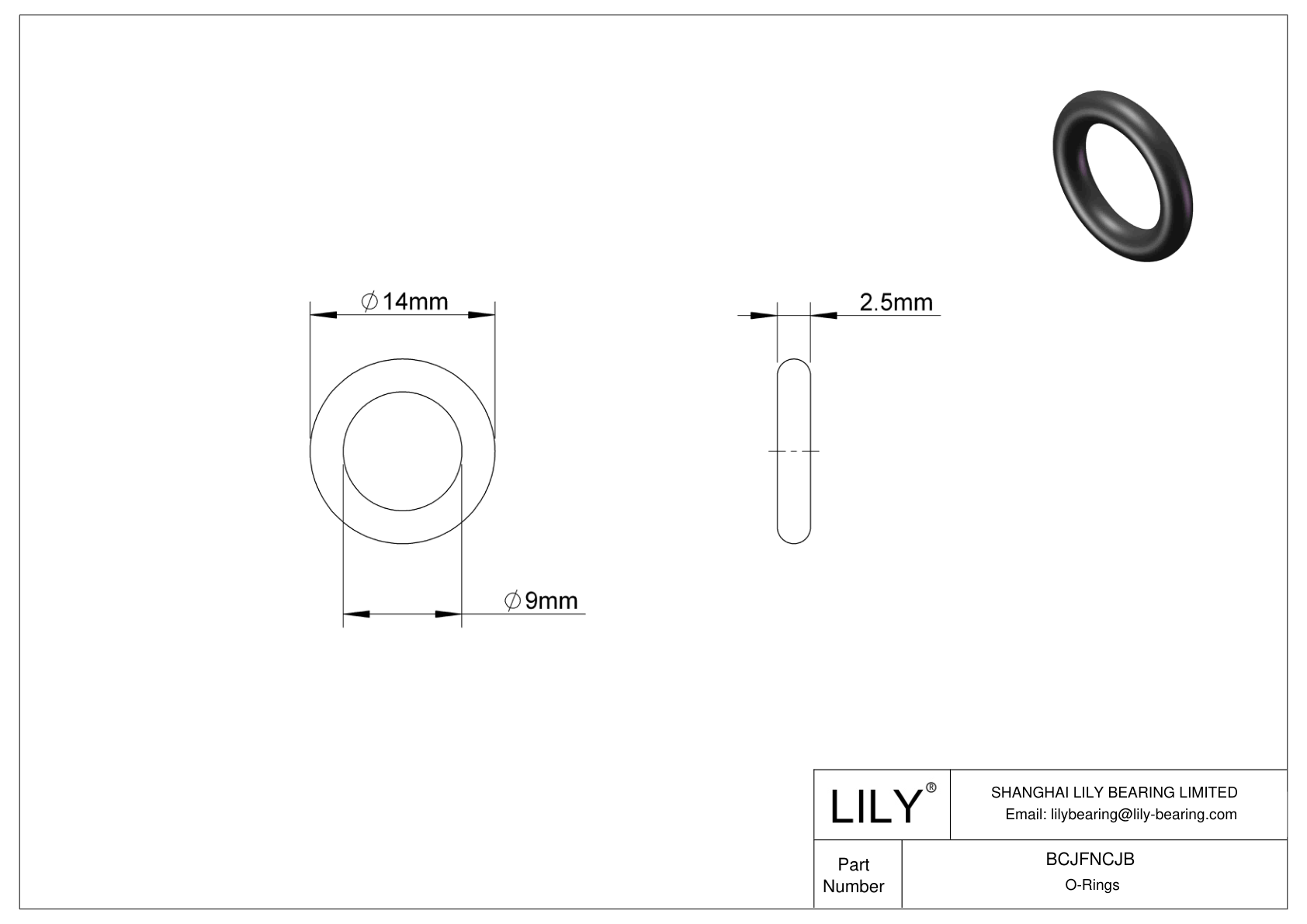 BCJFNCJB Chemical Resistant O-rings Round cad drawing