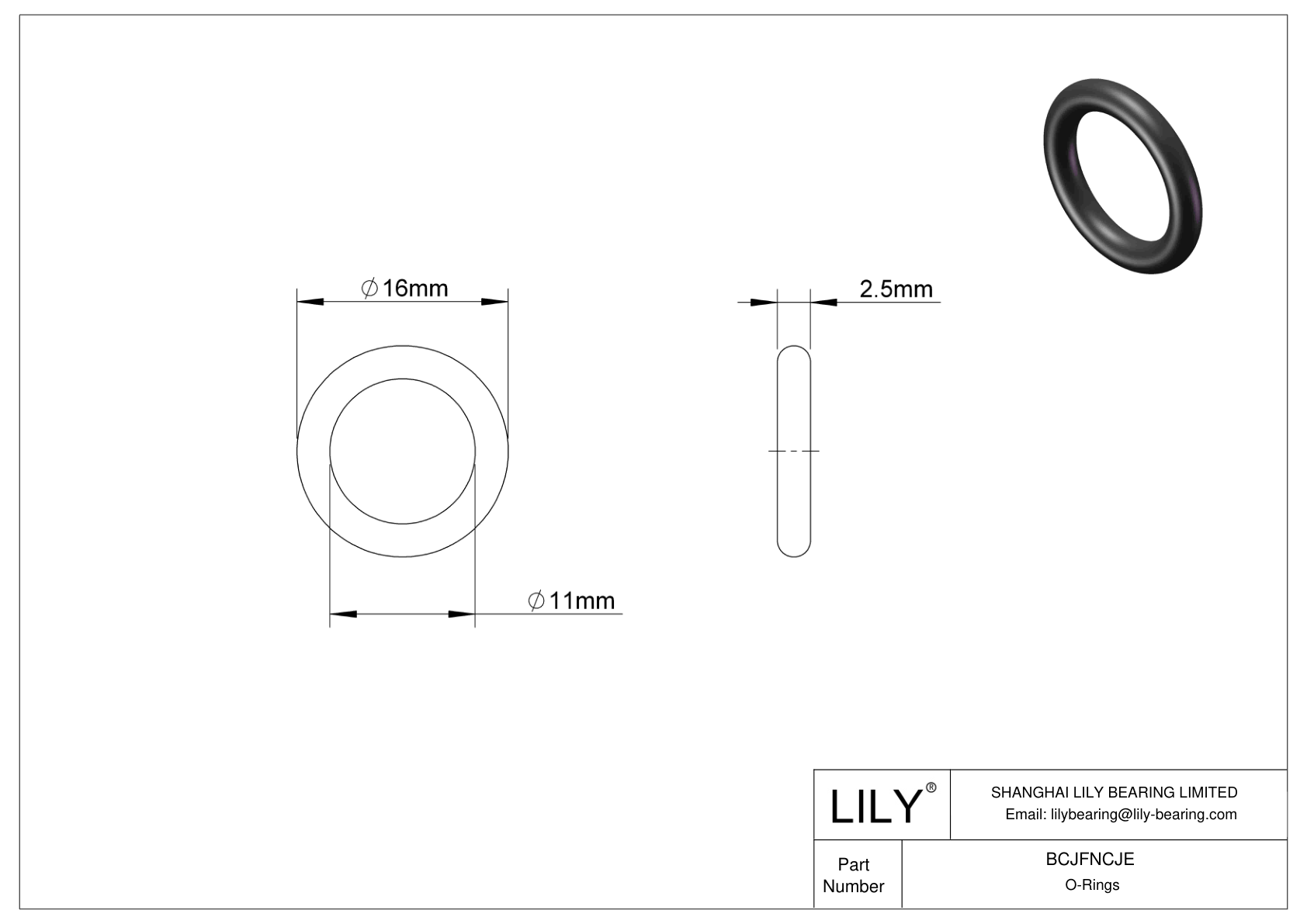 BCJFNCJE Chemical Resistant O-rings Round cad drawing