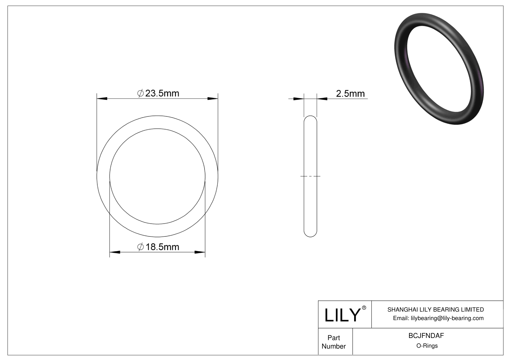 BCJFNDAF Chemical Resistant O-rings Round cad drawing