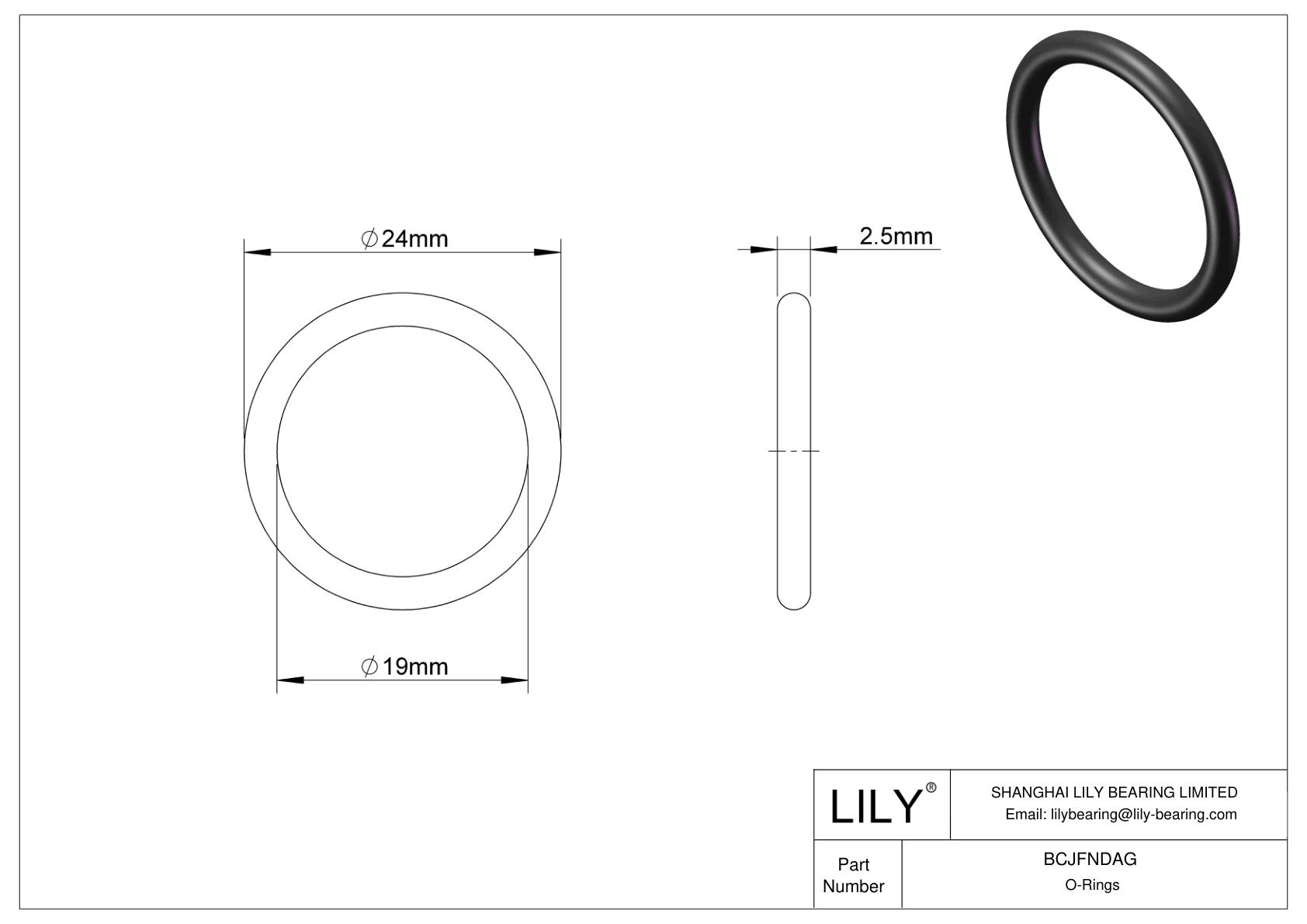 BCJFNDAG Chemical Resistant O-rings Round cad drawing