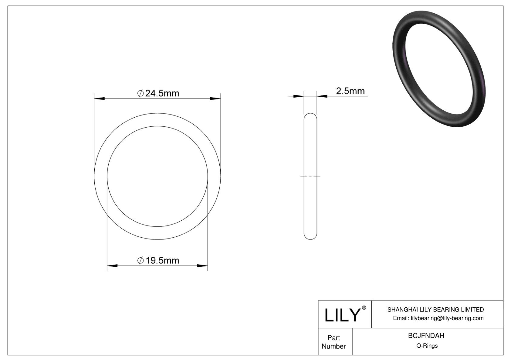 BCJFNDAH Chemical Resistant O-rings Round cad drawing