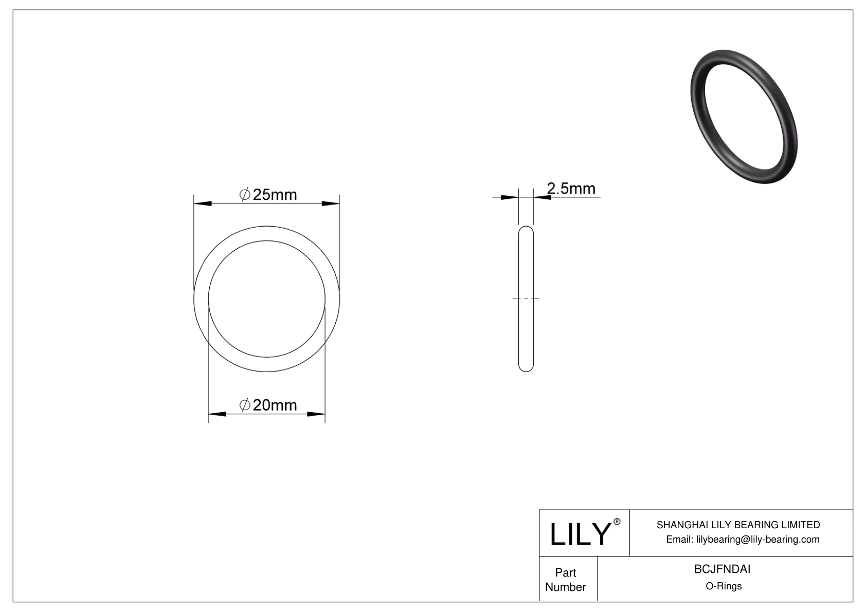 BCJFNDAI Chemical Resistant O-rings Round cad drawing