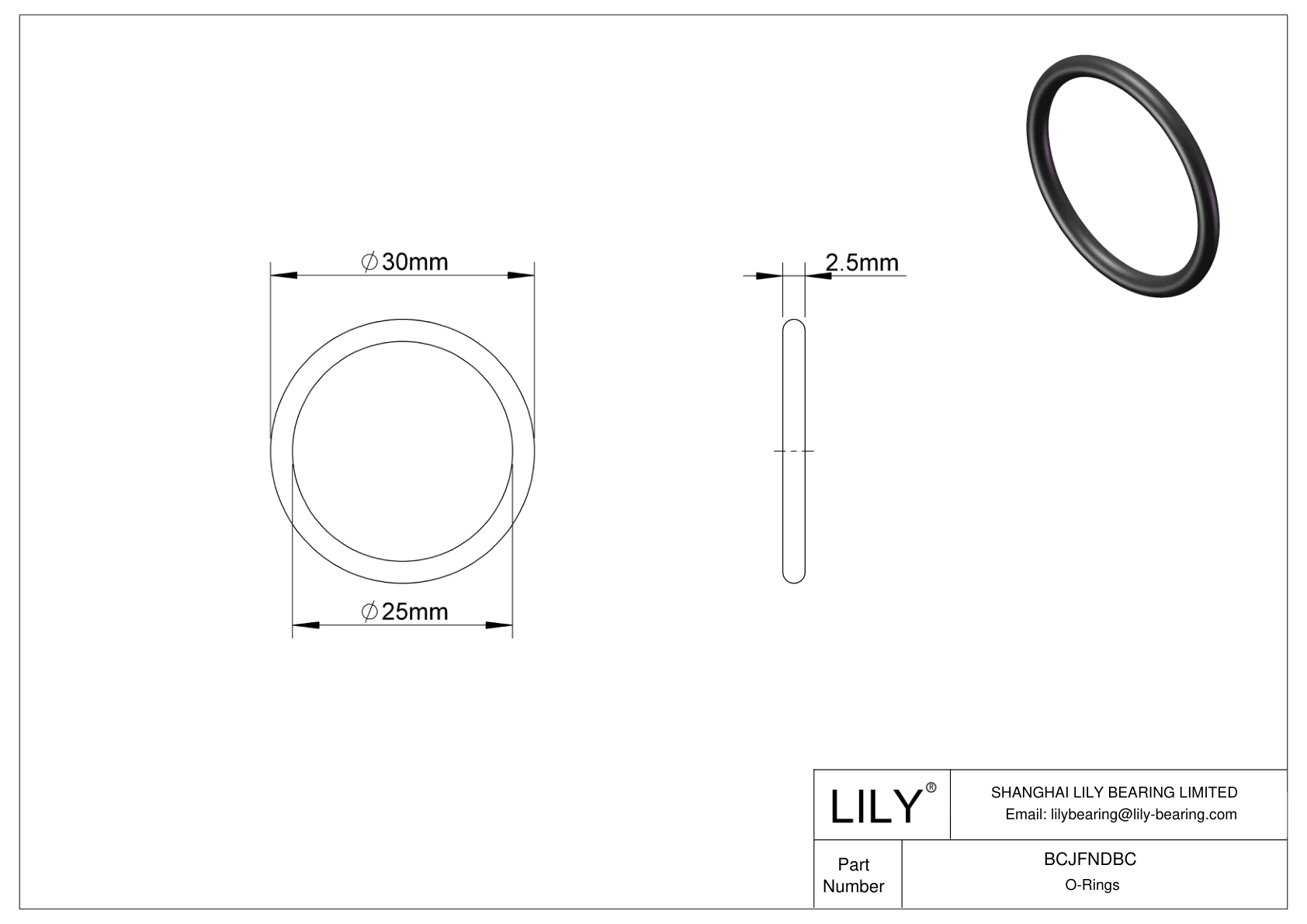 BCJFNDBC Chemical Resistant O-rings Round cad drawing