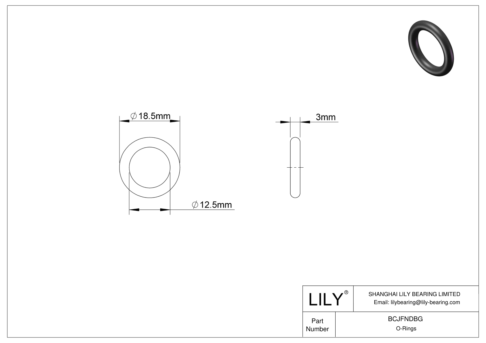 BCJFNDBG Chemical Resistant O-rings Round cad drawing