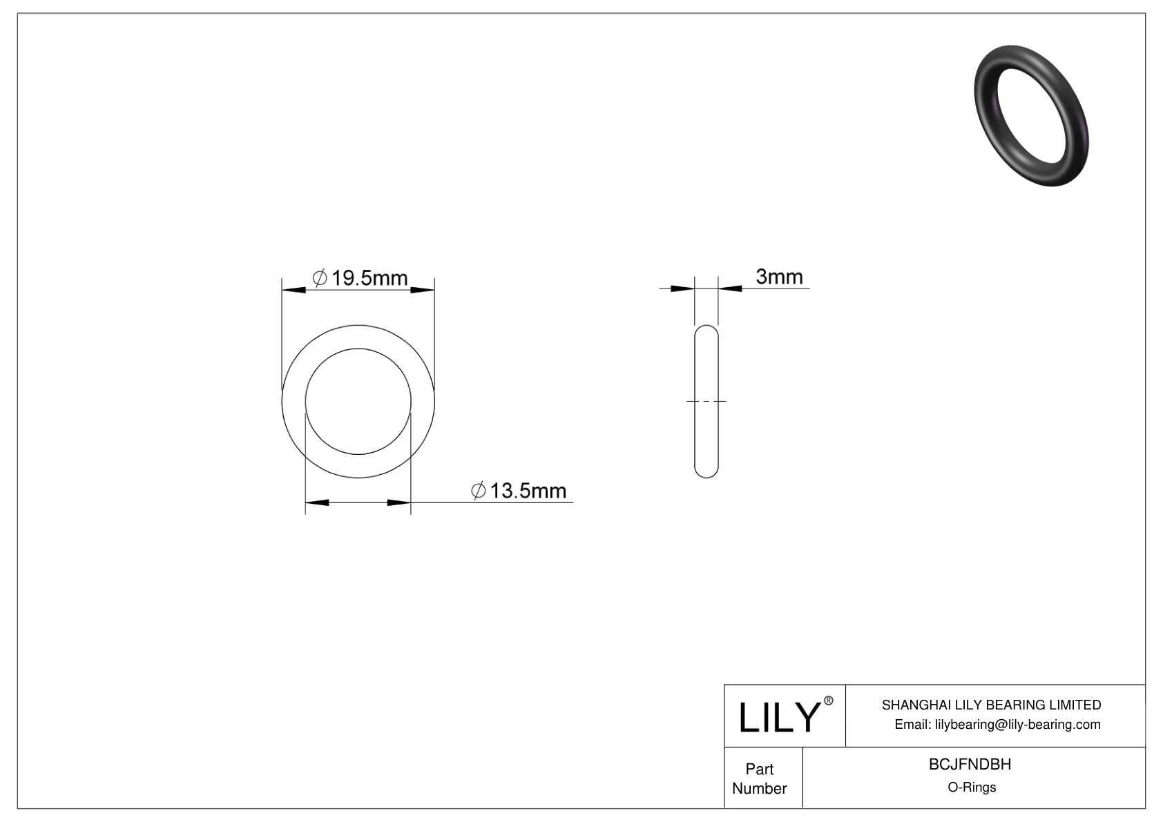 BCJFNDBH Chemical Resistant O-rings Round cad drawing