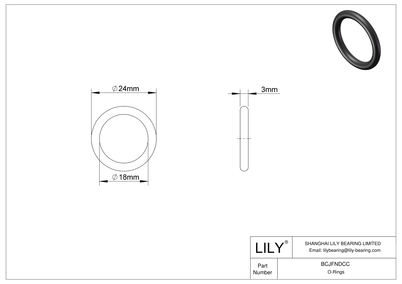 BCJFNDCC Chemical Resistant O-rings Round cad drawing