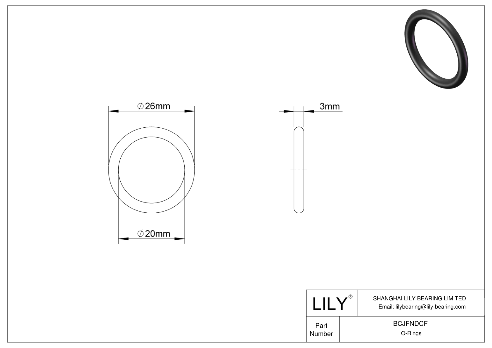 BCJFNDCF Chemical Resistant O-rings Round cad drawing