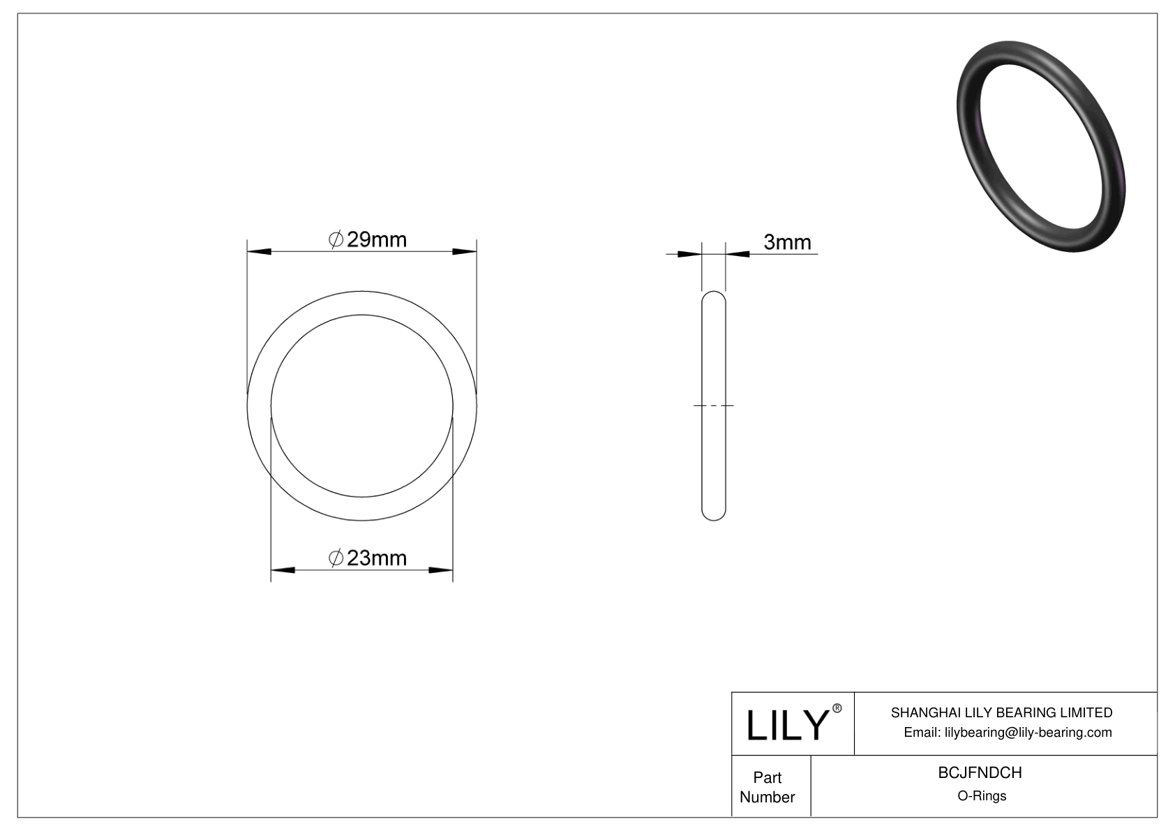 BCJFNDCH Chemical Resistant O-rings Round cad drawing