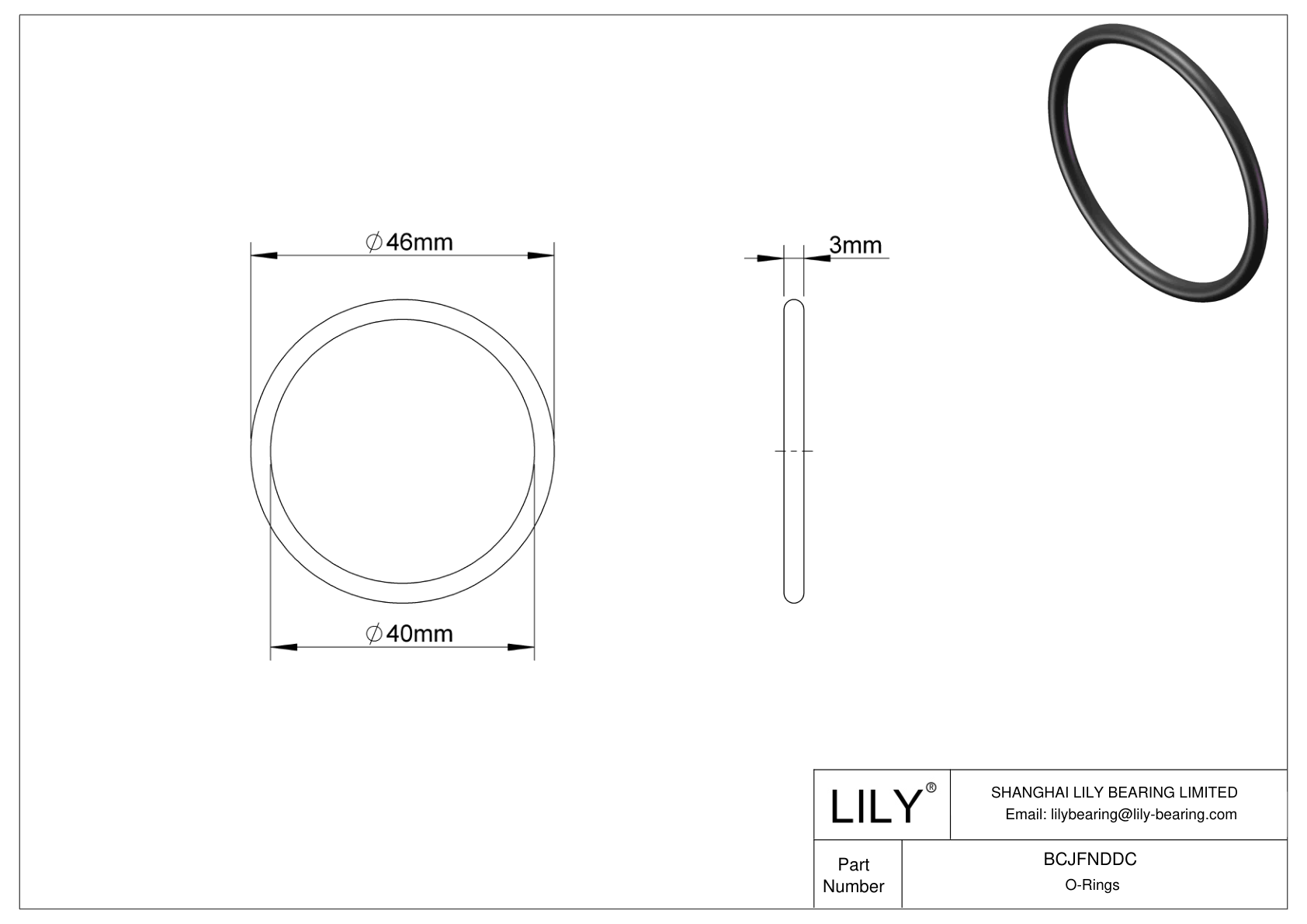 BCJFNDDC Chemical Resistant O-rings Round cad drawing