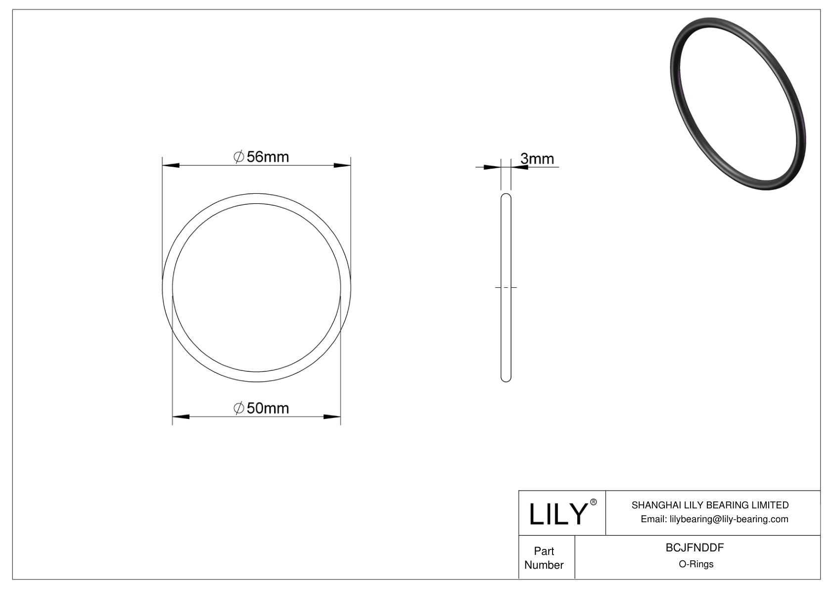 BCJFNDDF Chemical Resistant O-rings Round cad drawing