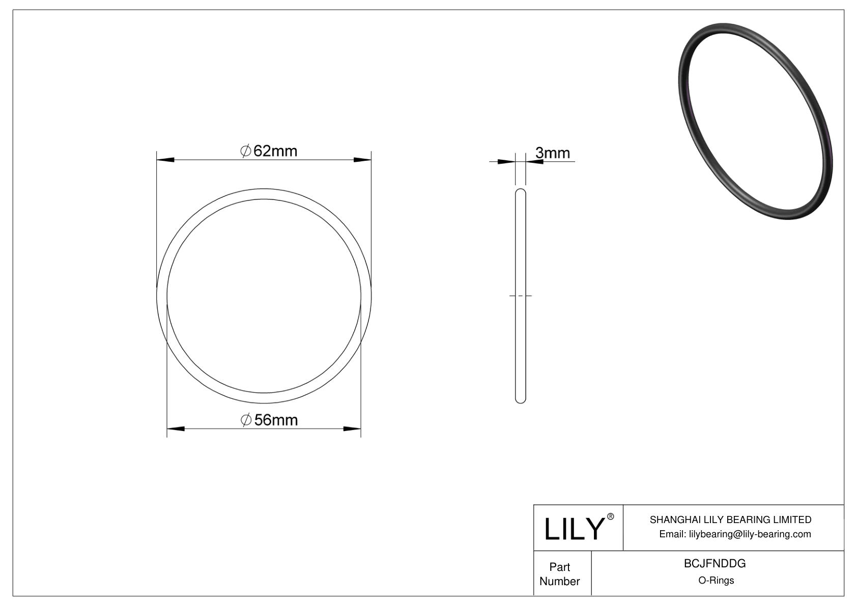 BCJFNDDG Chemical Resistant O-rings Round cad drawing