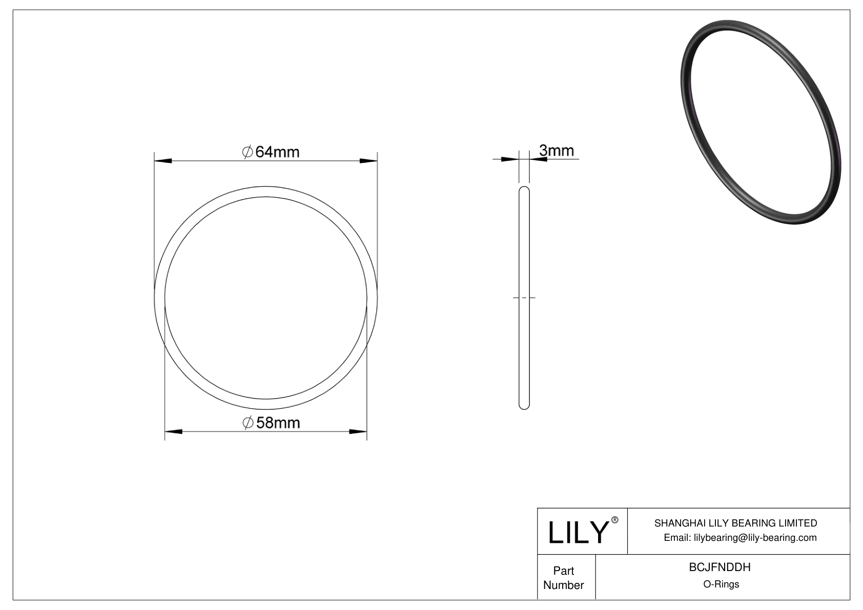 BCJFNDDH Chemical Resistant O-rings Round cad drawing