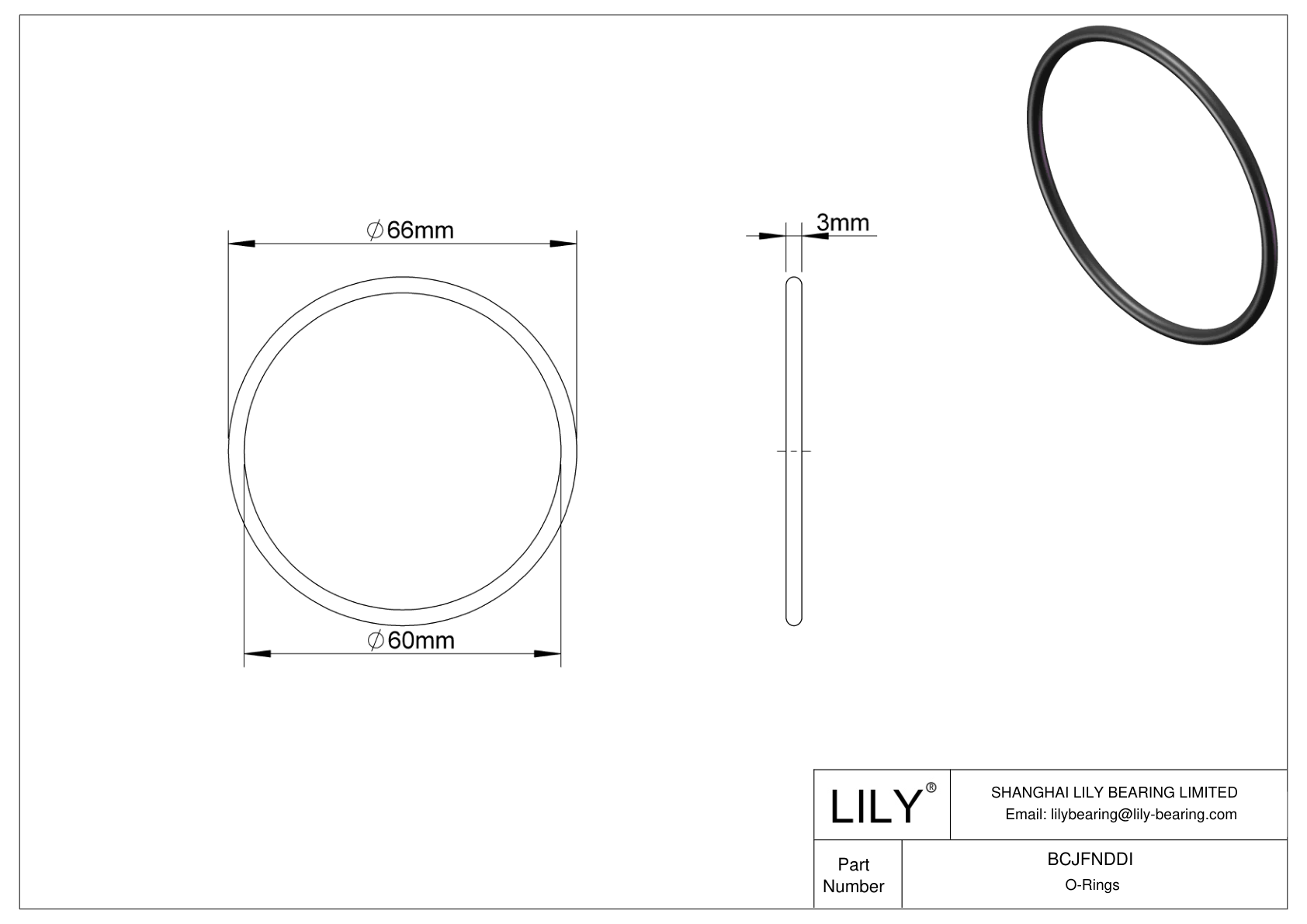 BCJFNDDI Chemical Resistant O-rings Round cad drawing