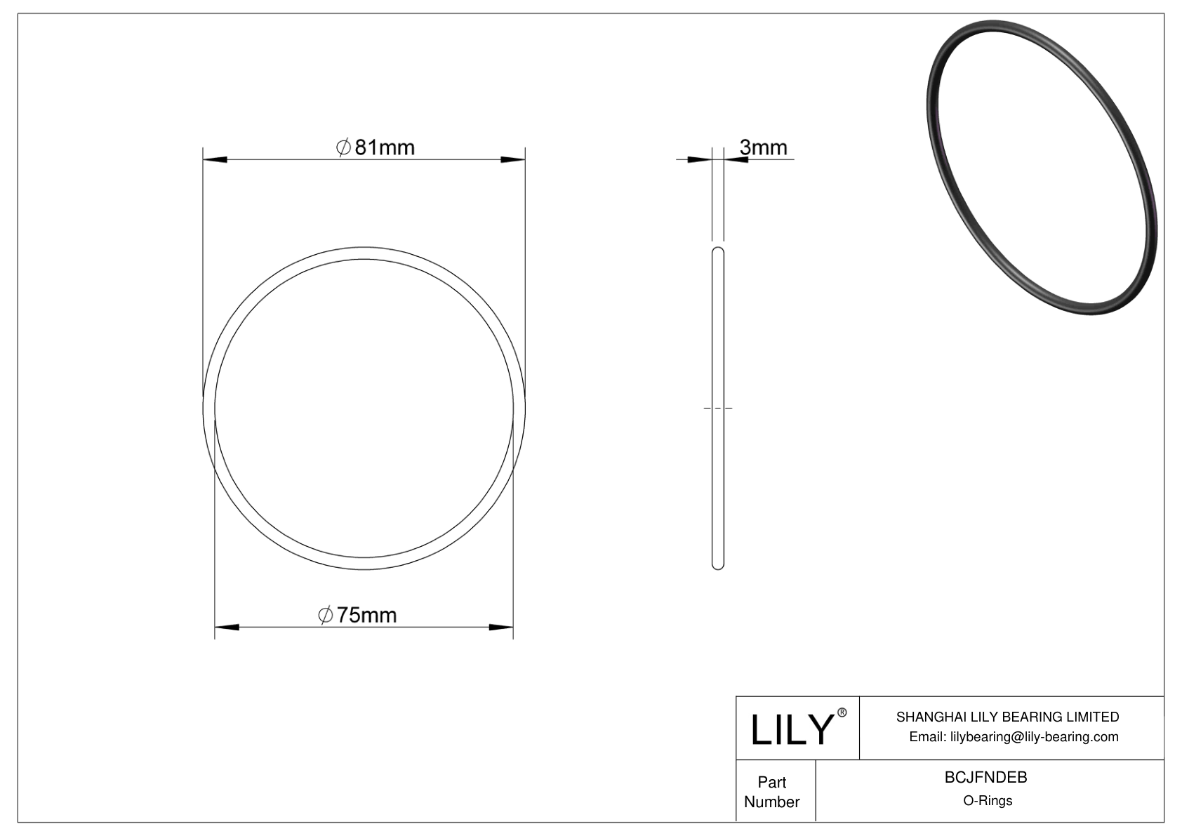 BCJFNDEB Chemical Resistant O-rings Round cad drawing