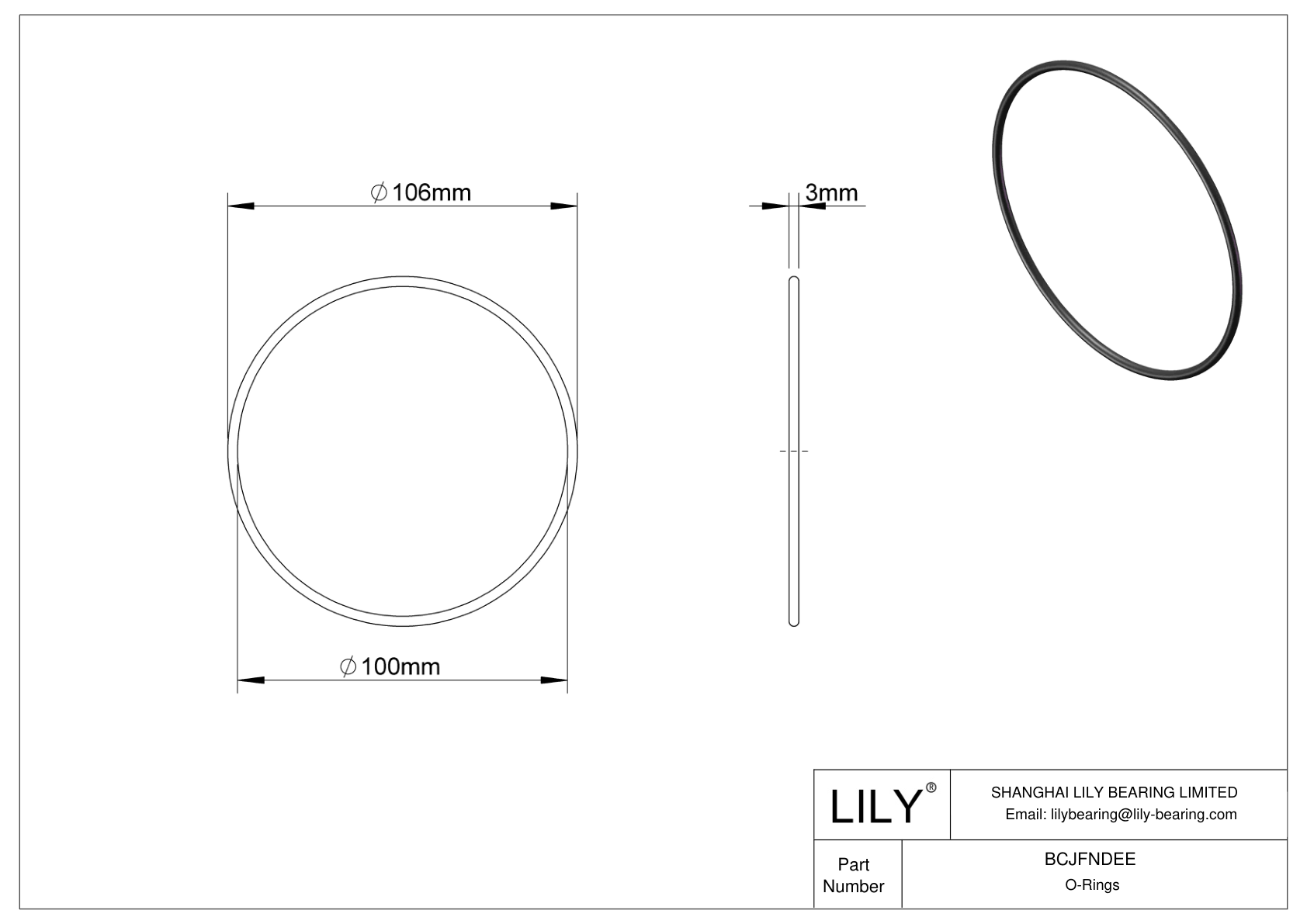 BCJFNDEE Chemical Resistant O-rings Round cad drawing