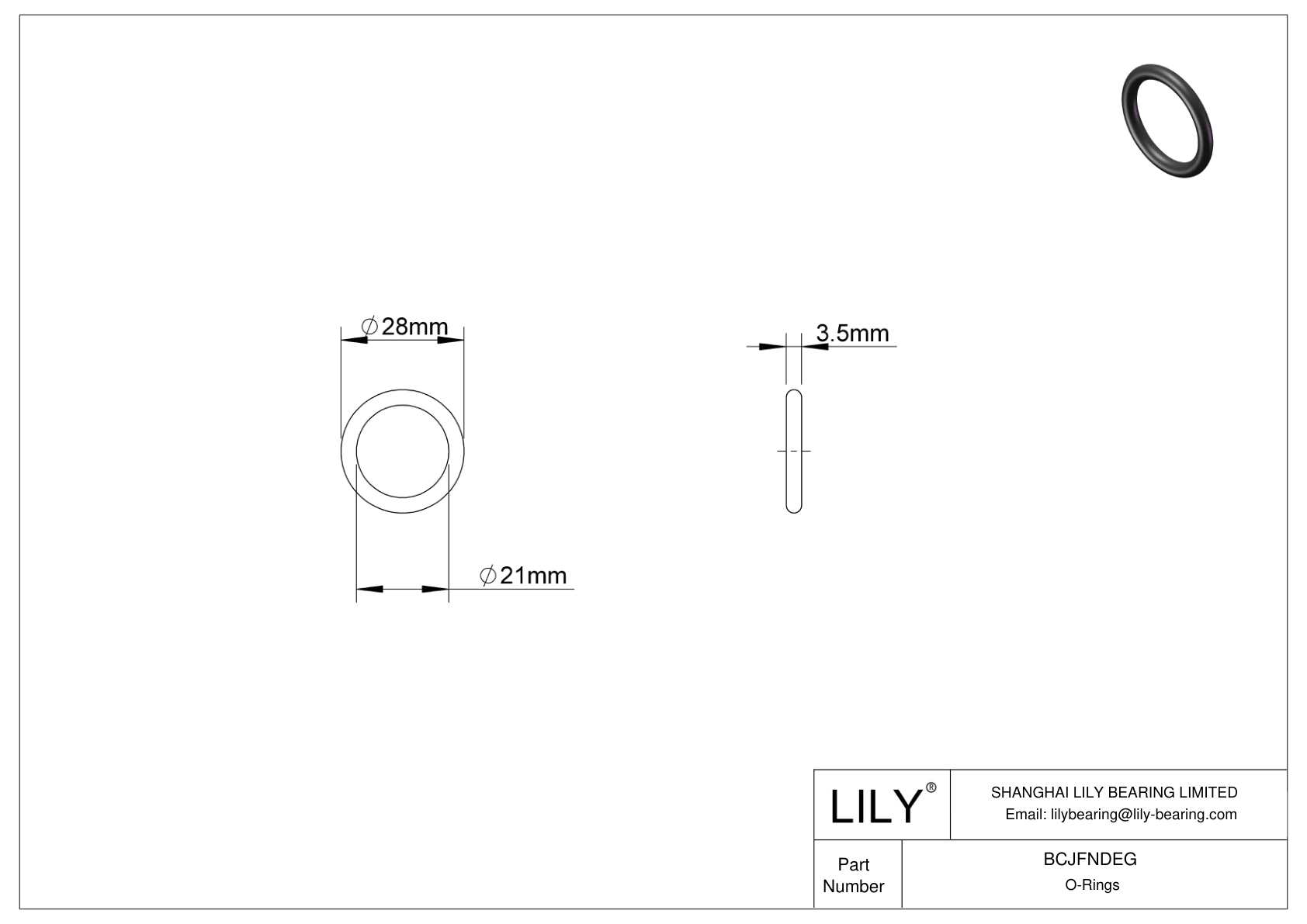 BCJFNDEG Chemical Resistant O-rings Round cad drawing