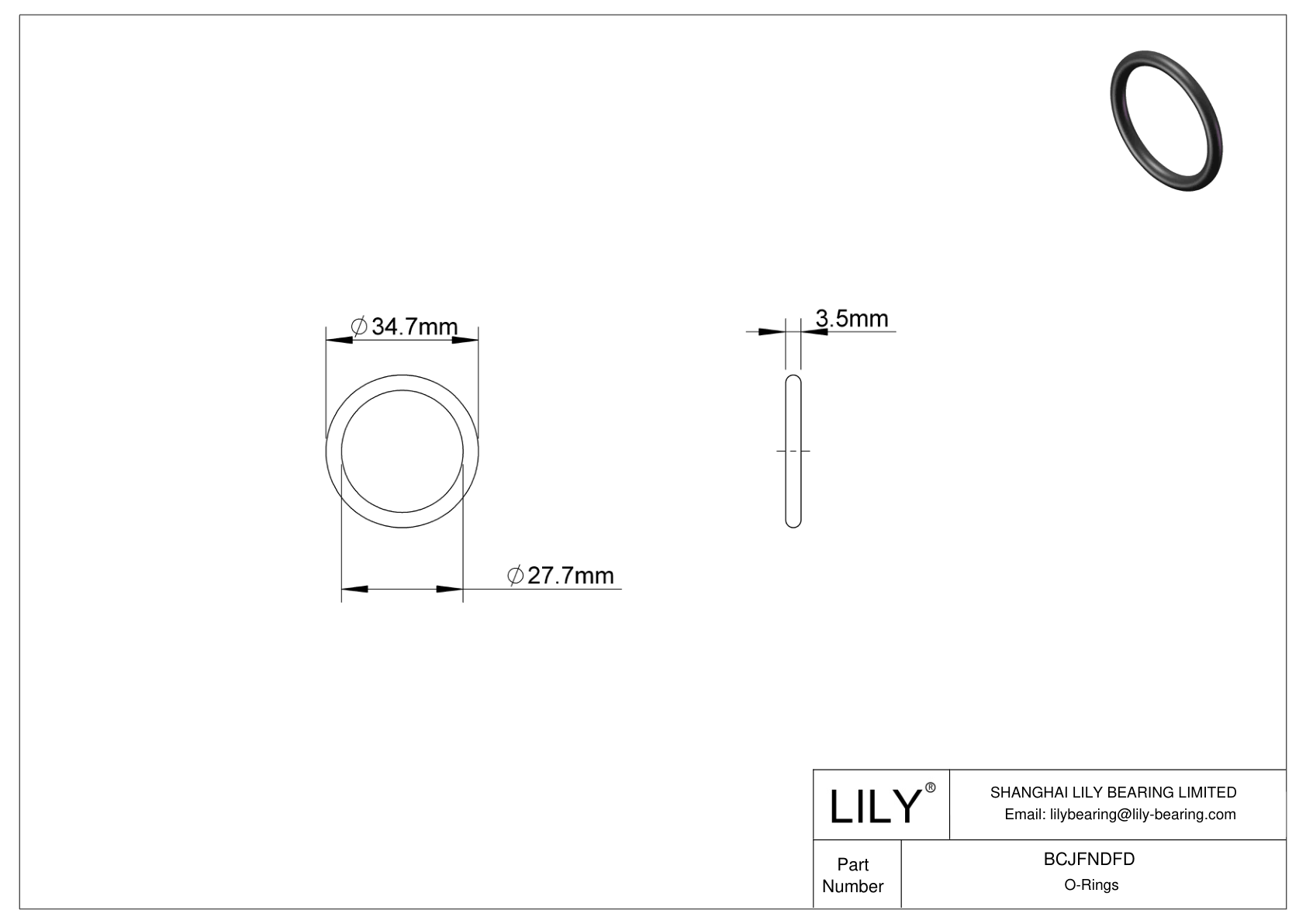 BCJFNDFD Chemical Resistant O-rings Round cad drawing