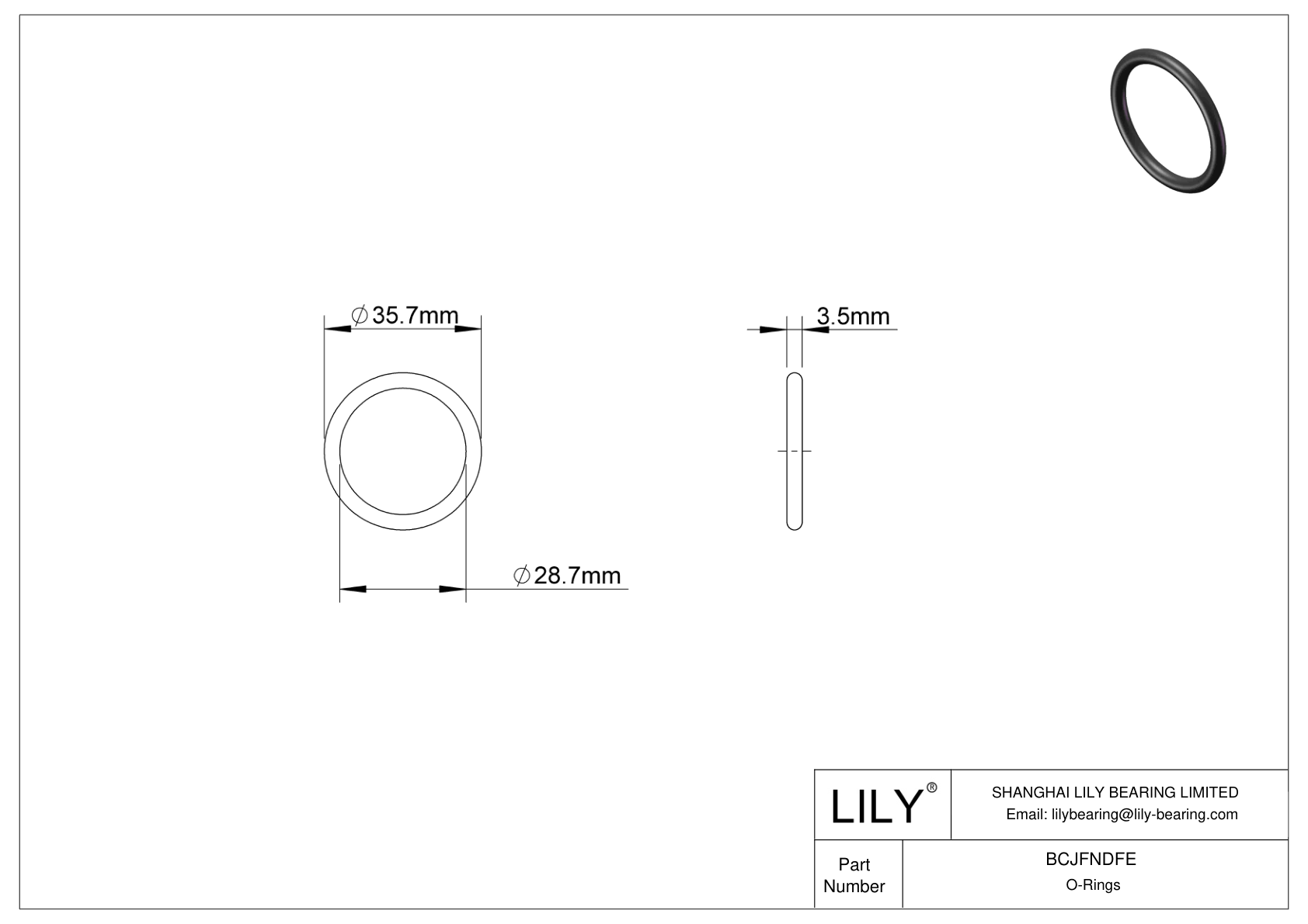 BCJFNDFE Chemical Resistant O-rings Round cad drawing