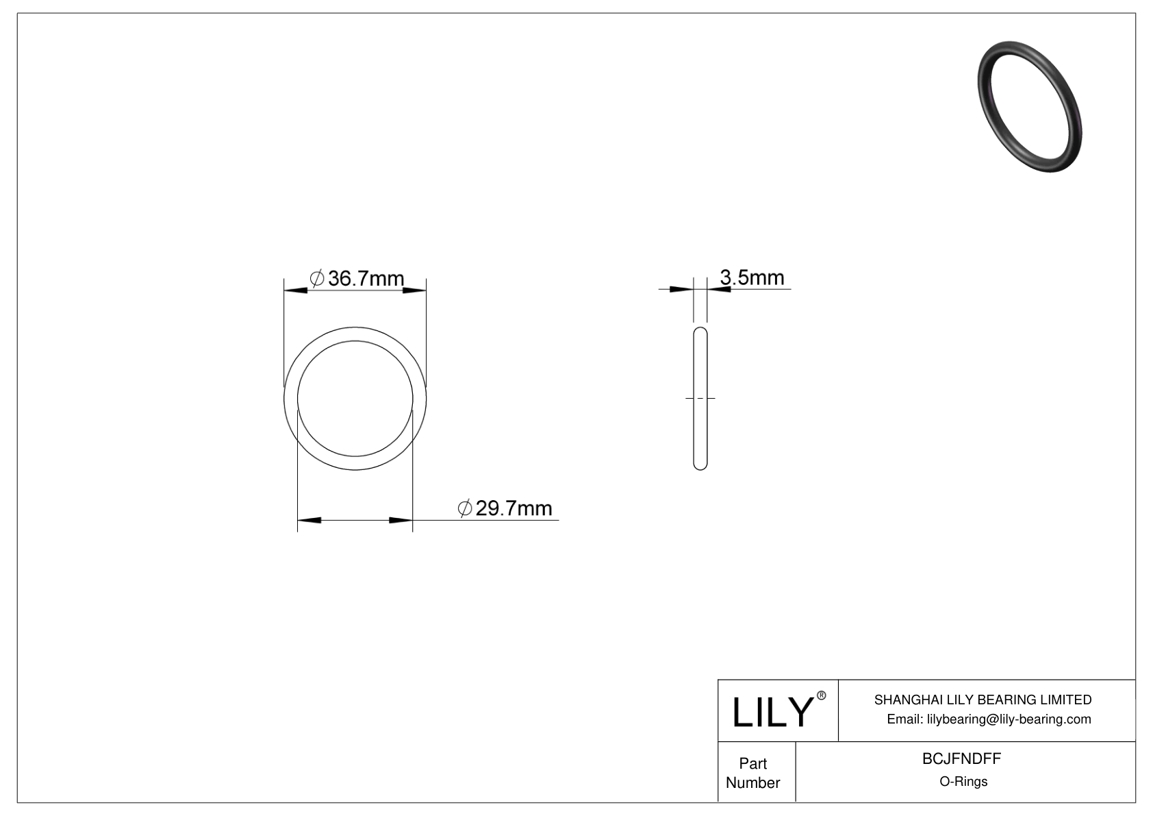 BCJFNDFF Chemical Resistant O-rings Round cad drawing