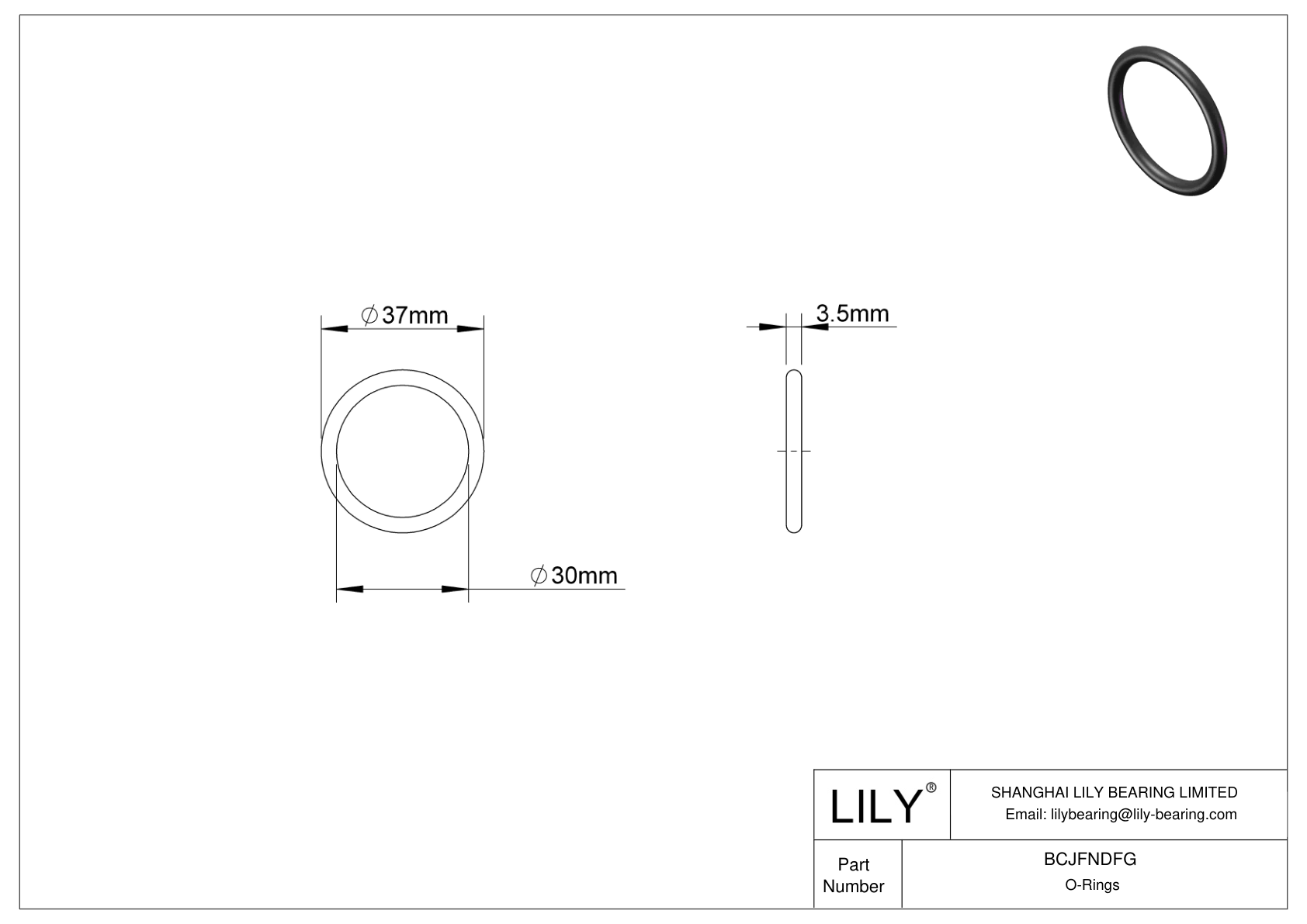 BCJFNDFG Chemical Resistant O-rings Round cad drawing