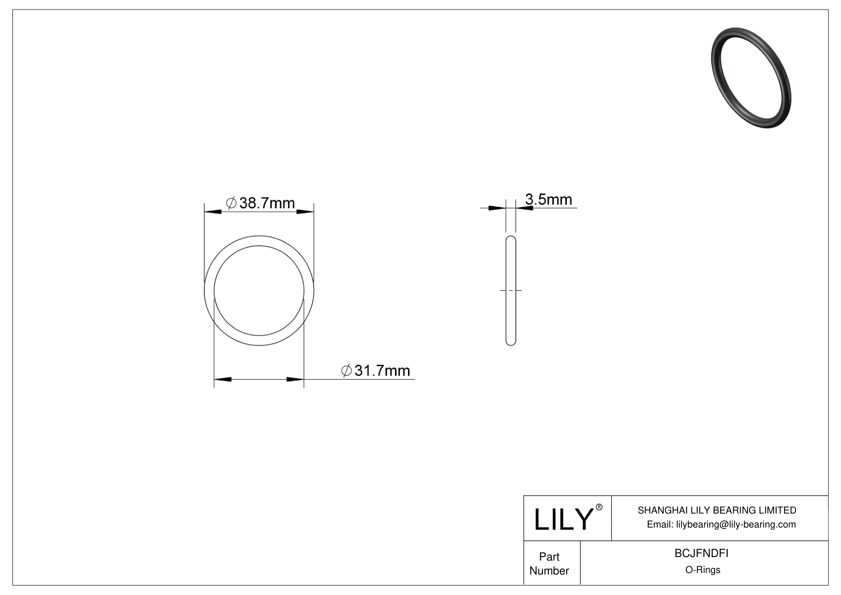 BCJFNDFI Chemical Resistant O-rings Round cad drawing