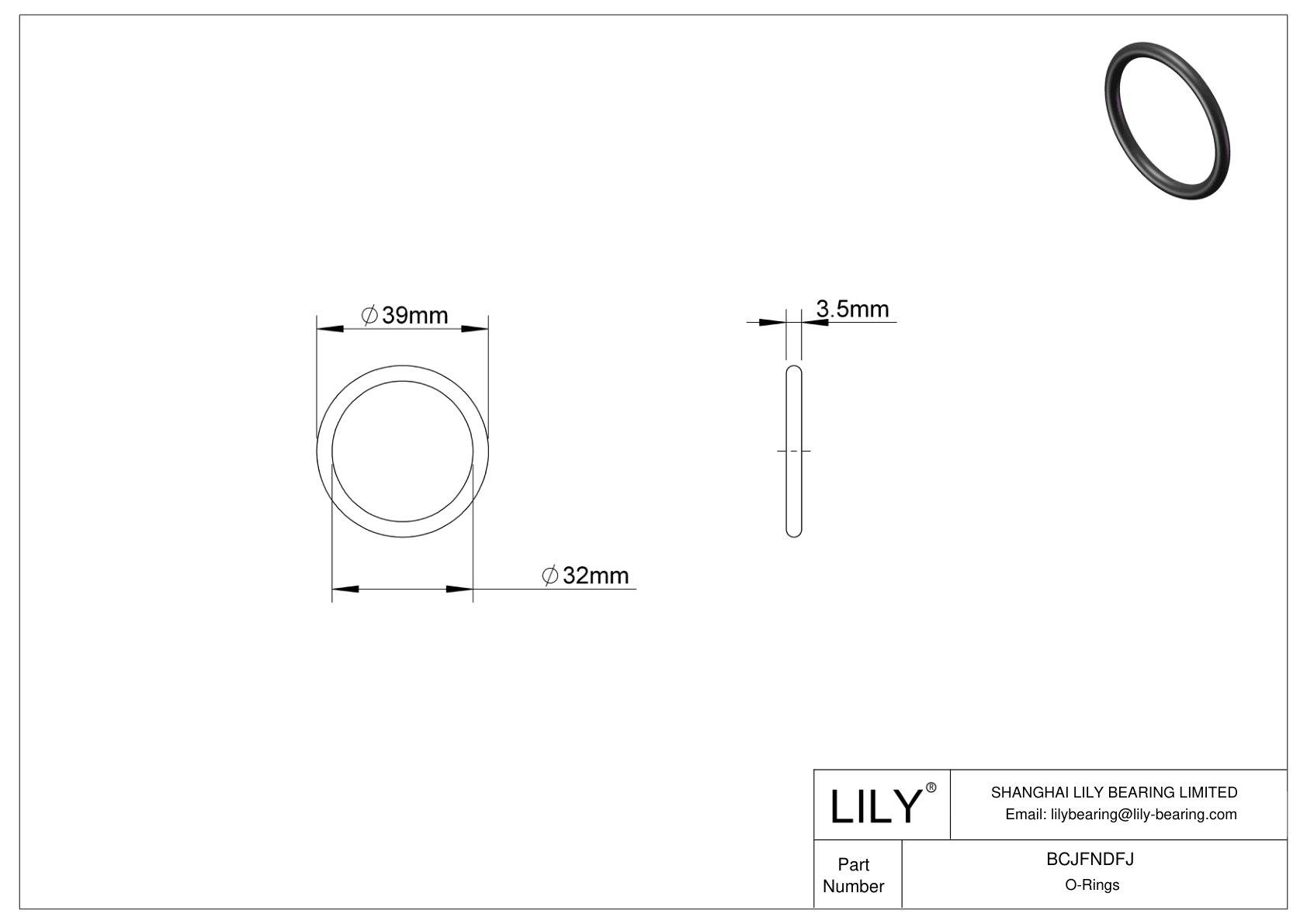 BCJFNDFJ Chemical Resistant O-rings Round cad drawing