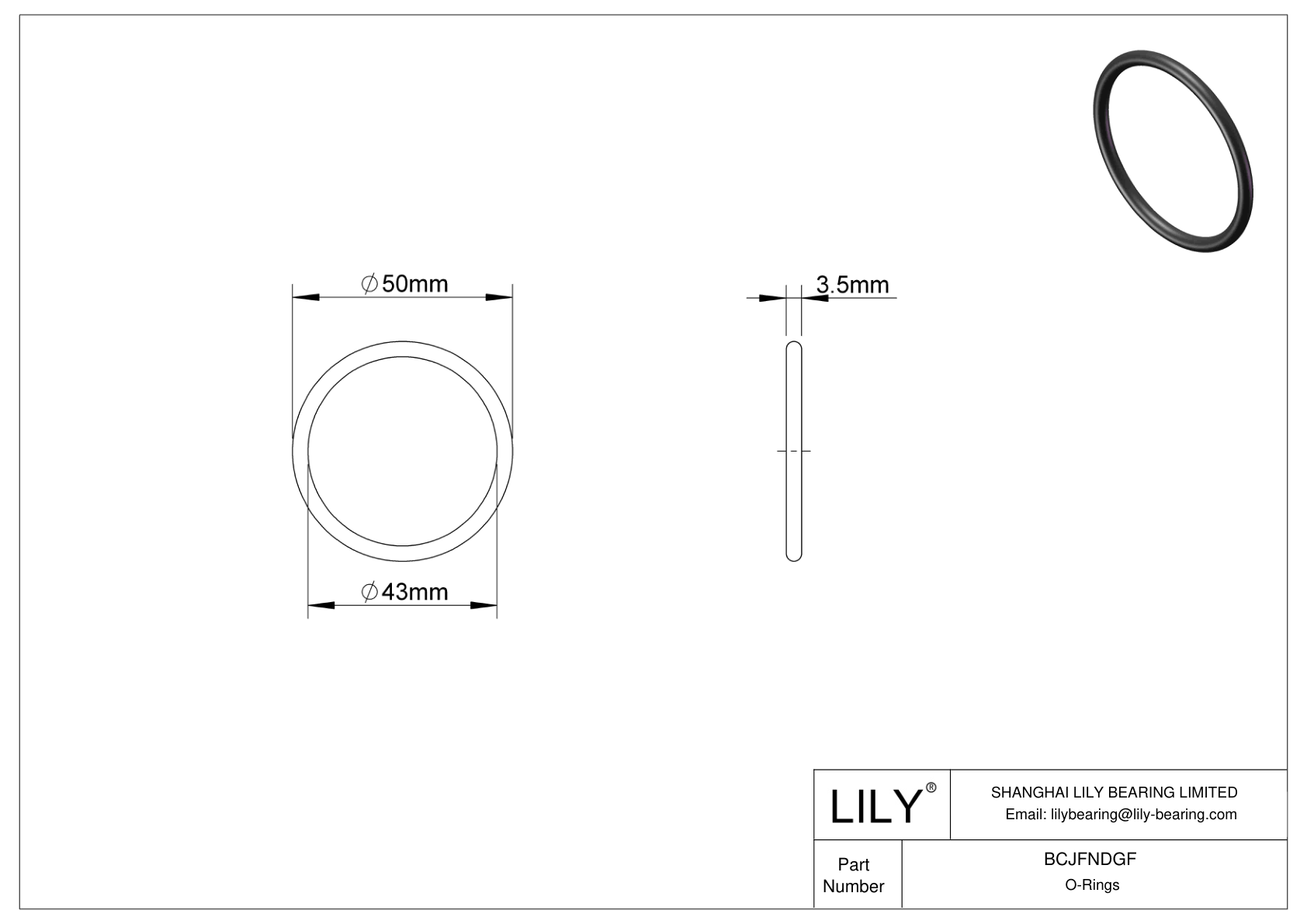 BCJFNDGF Chemical Resistant O-rings Round cad drawing