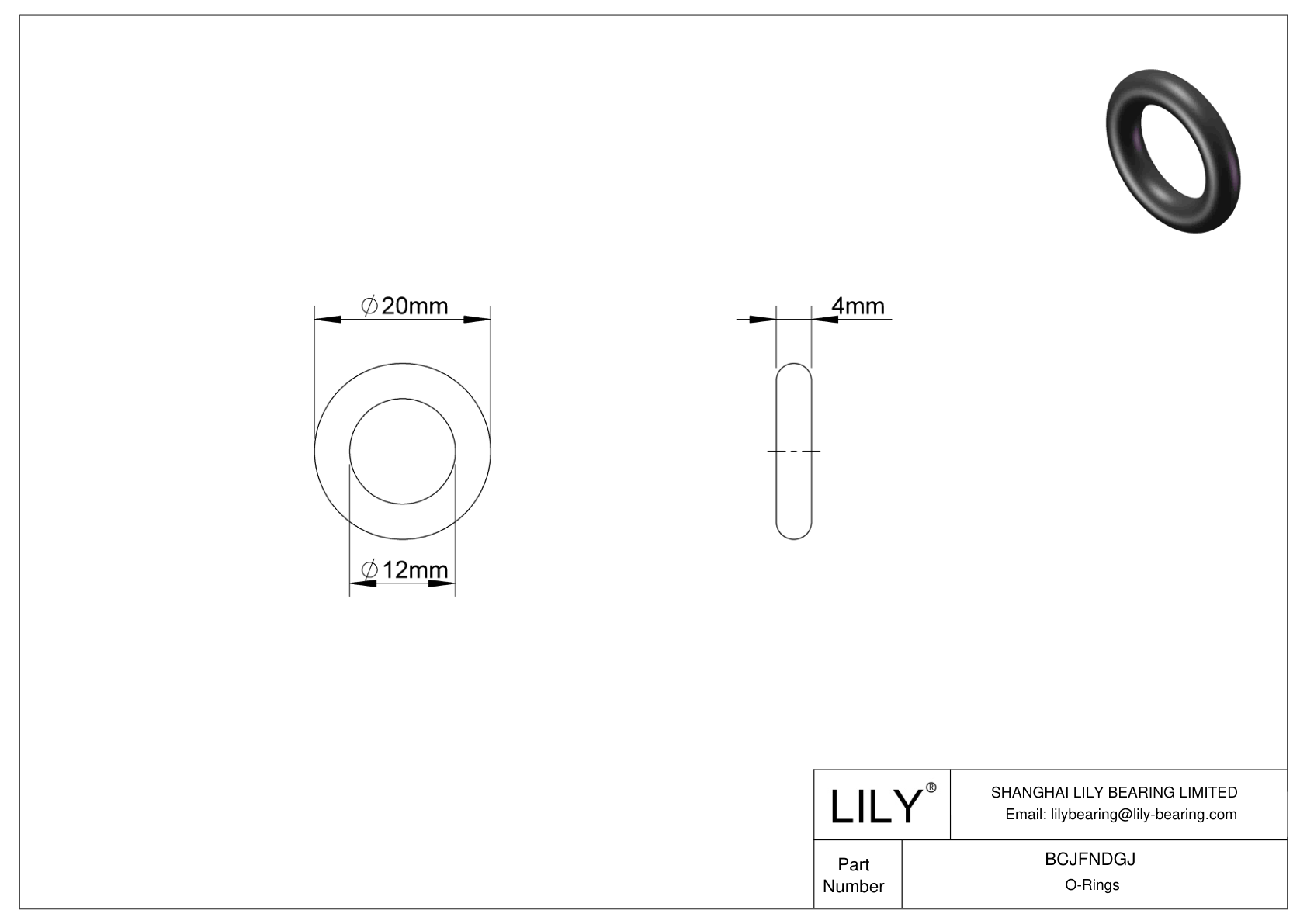 BCJFNDGJ Chemical Resistant O-rings Round cad drawing