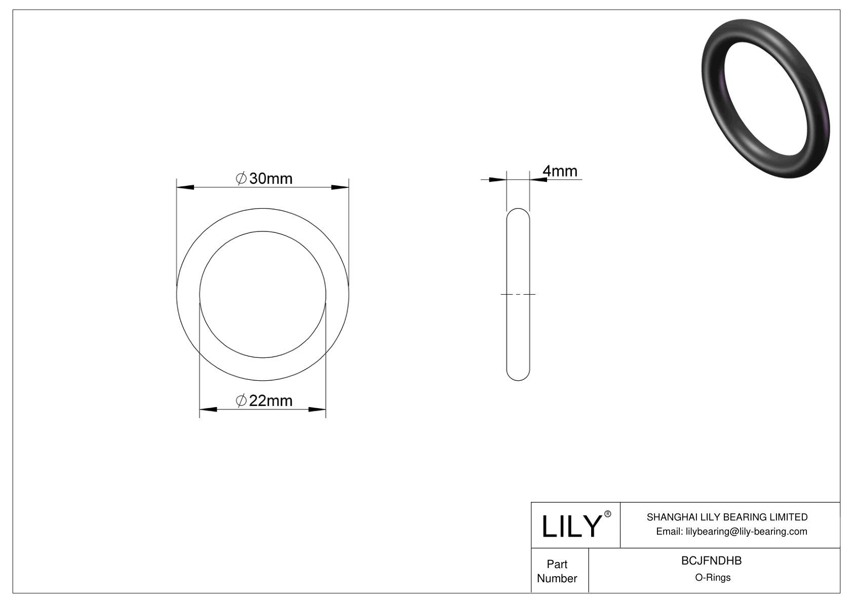 BCJFNDHB Chemical Resistant O-rings Round cad drawing