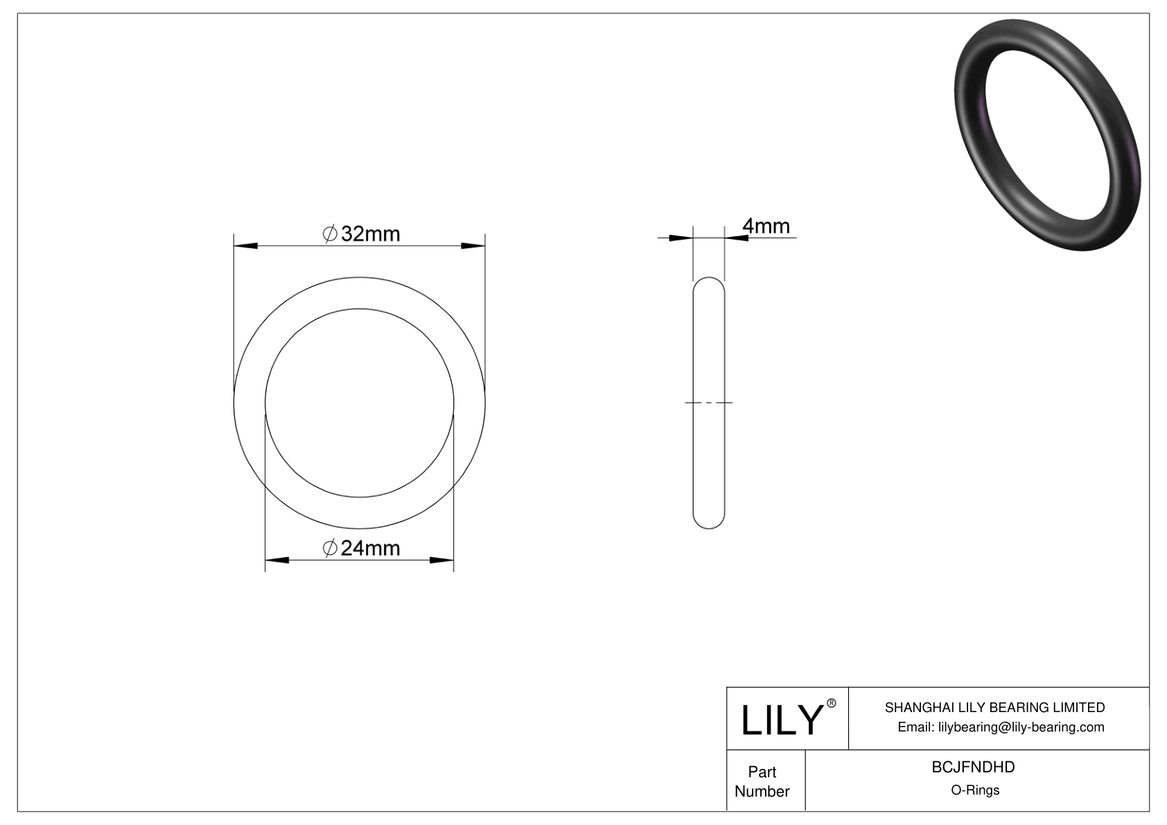 BCJFNDHD Chemical Resistant O-rings Round cad drawing