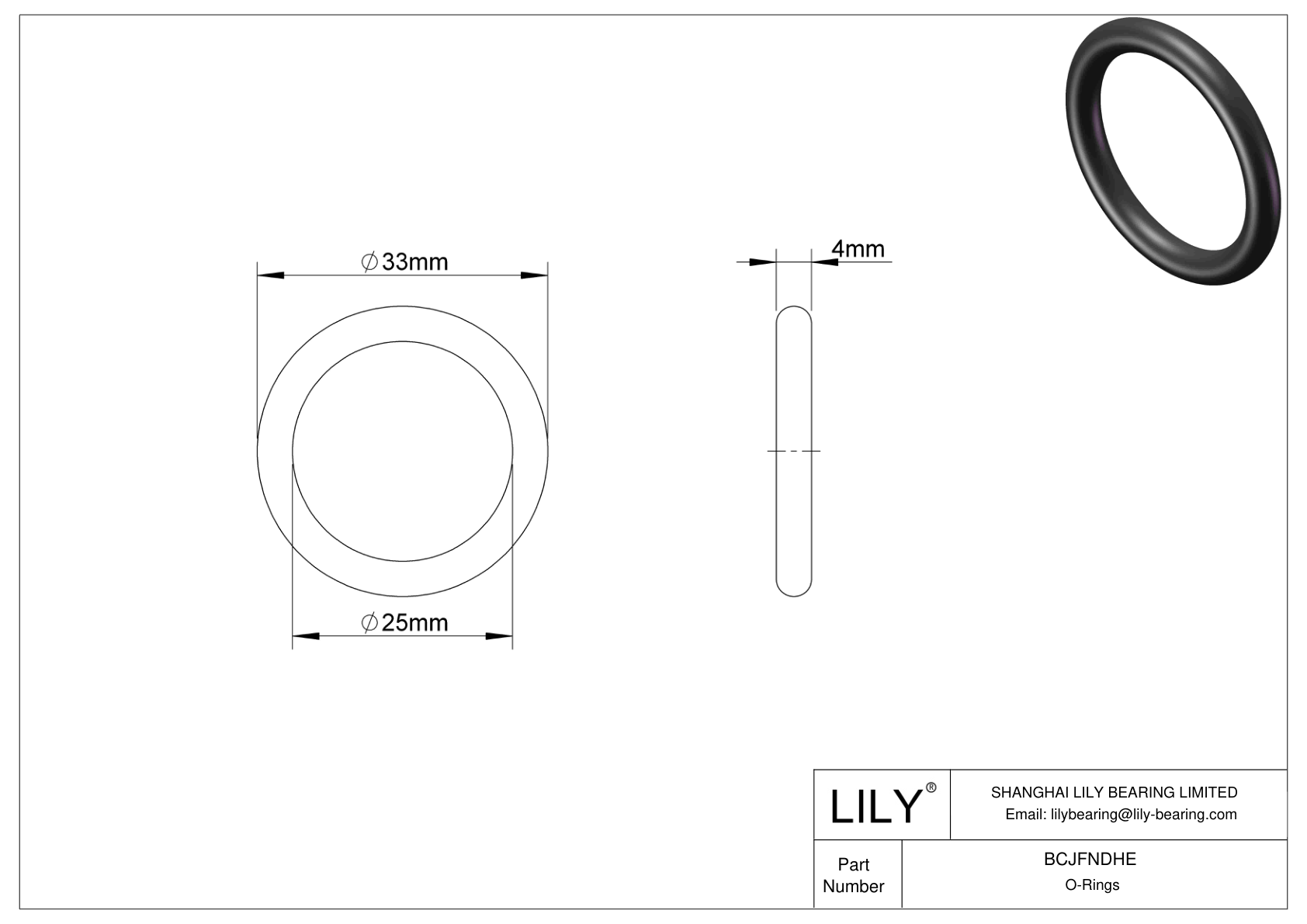 BCJFNDHE Chemical Resistant O-rings Round cad drawing