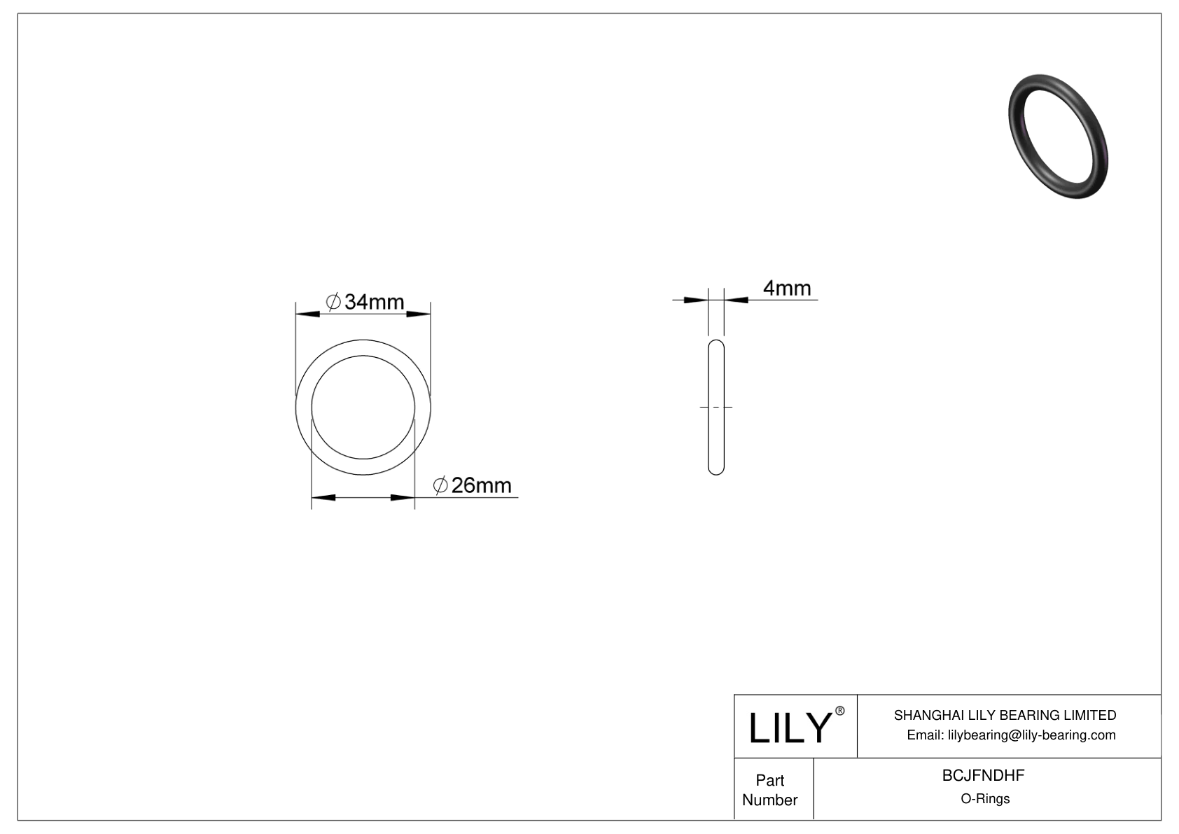 BCJFNDHF Chemical Resistant O-rings Round cad drawing