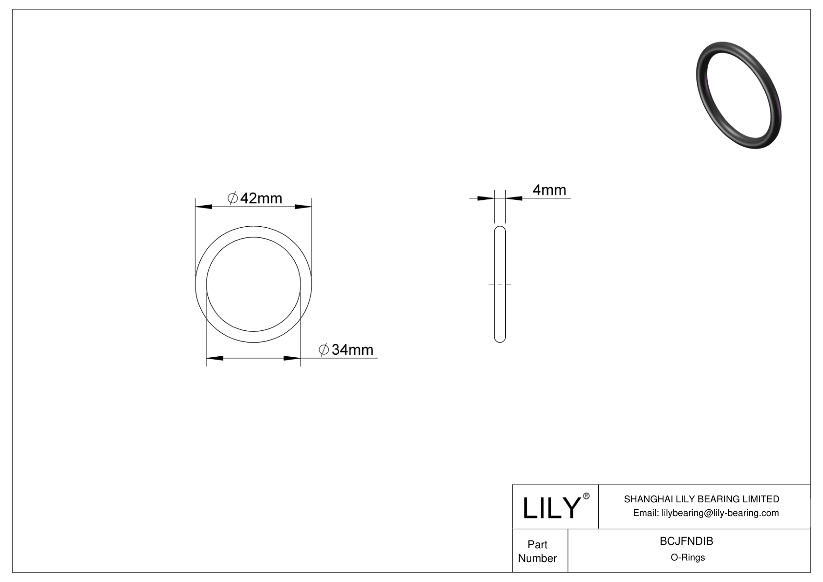 BCJFNDIB Chemical Resistant O-rings Round cad drawing