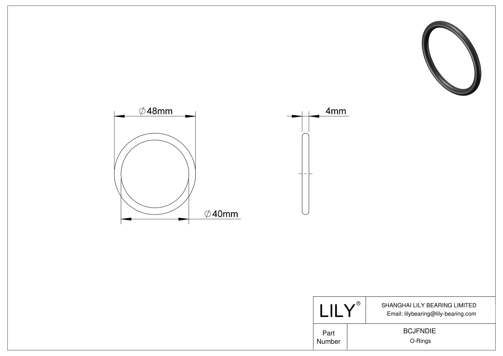 BCJFNDIE Chemical Resistant O-rings Round cad drawing