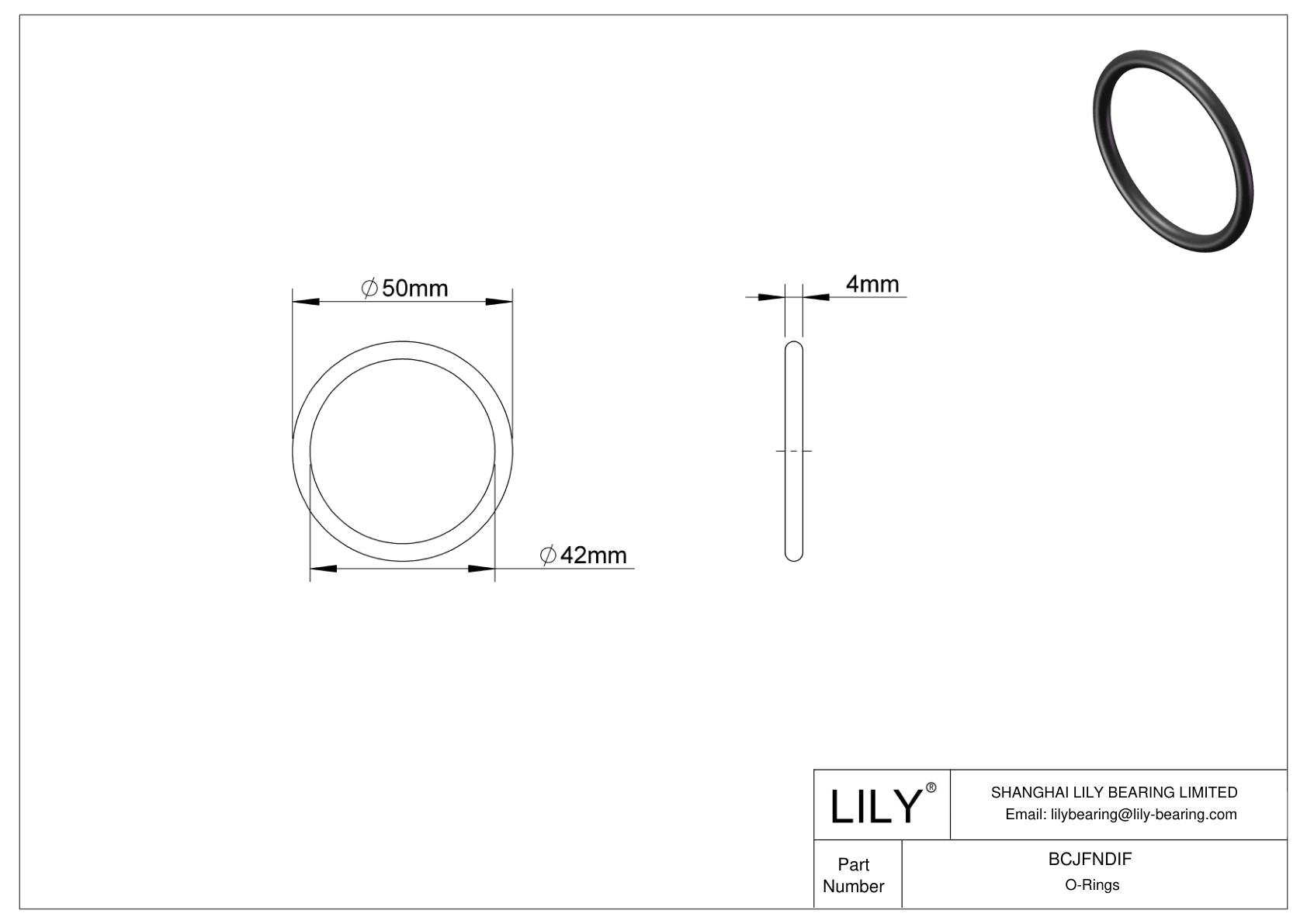 BCJFNDIF Chemical Resistant O-rings Round cad drawing