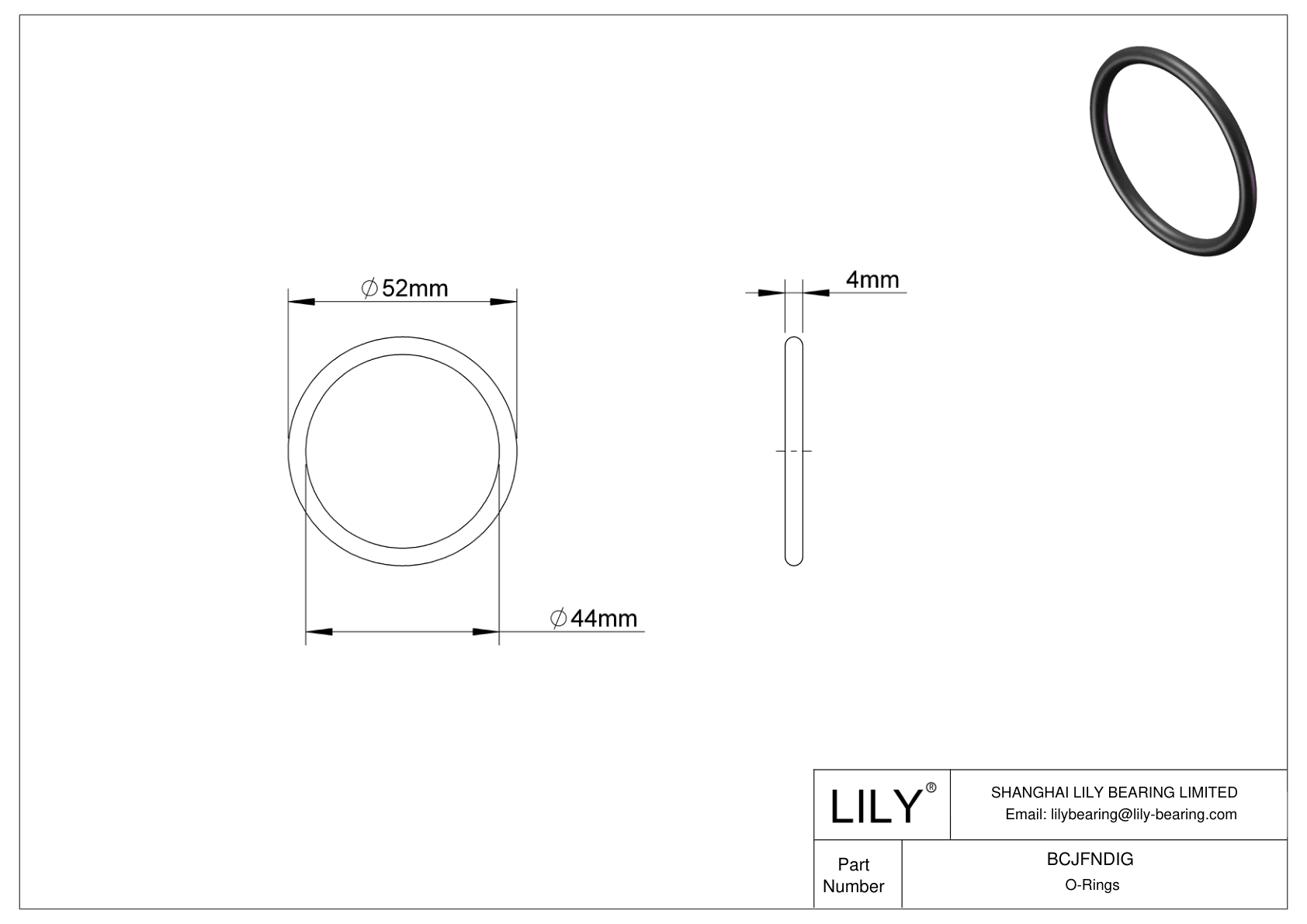 BCJFNDIG Chemical Resistant O-rings Round cad drawing