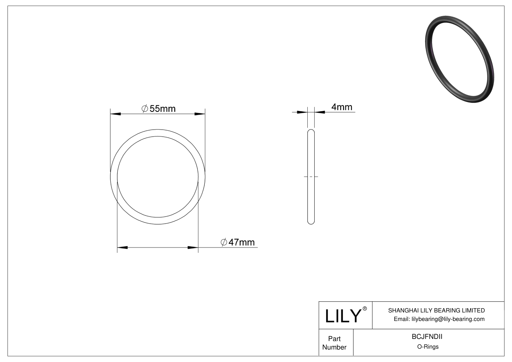 BCJFNDII Chemical Resistant O-rings Round cad drawing