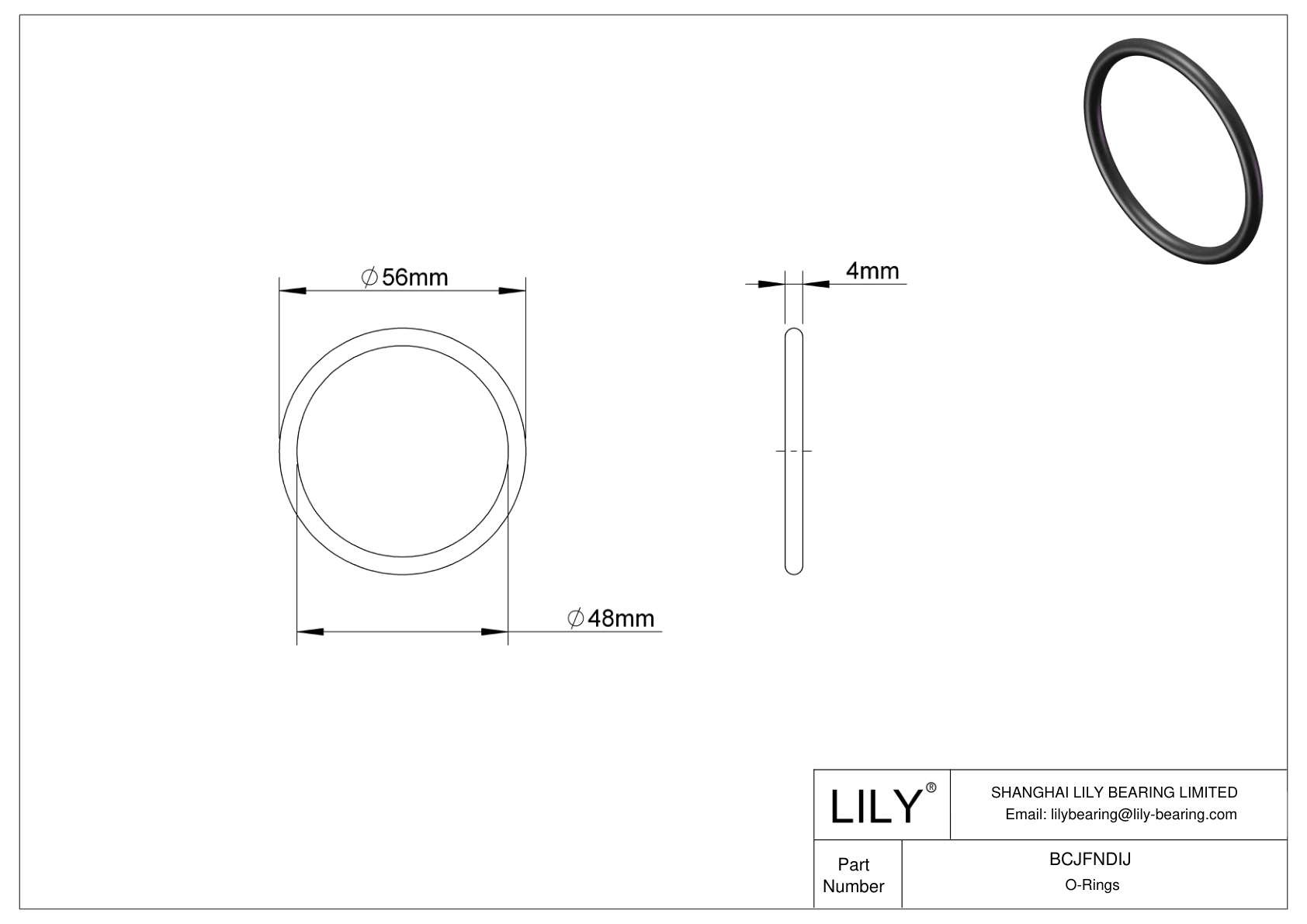 BCJFNDIJ Chemical Resistant O-rings Round cad drawing