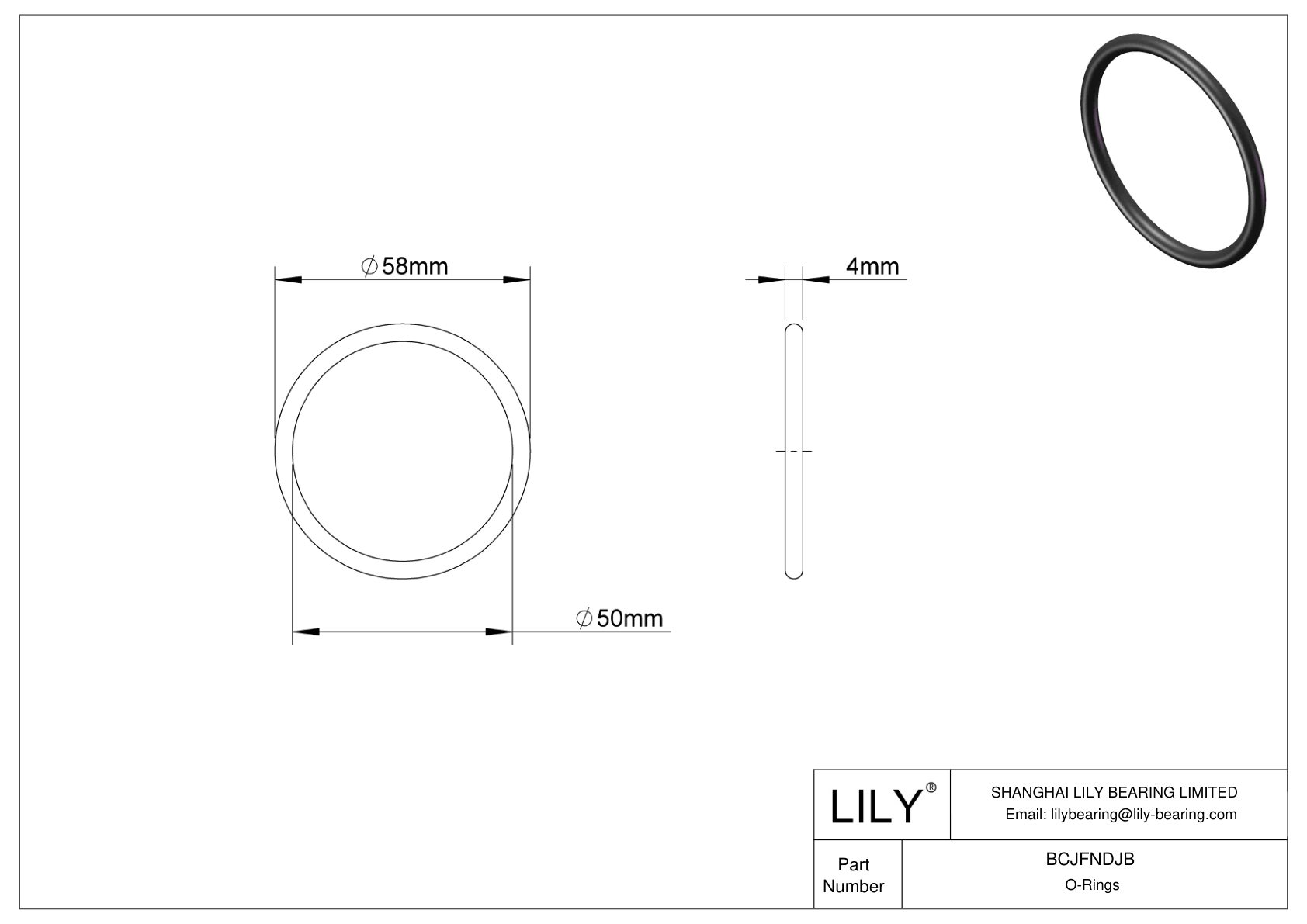 BCJFNDJB Chemical Resistant O-rings Round cad drawing