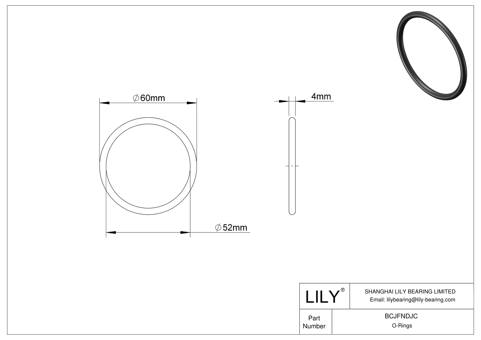 BCJFNDJC Chemical Resistant O-rings Round cad drawing