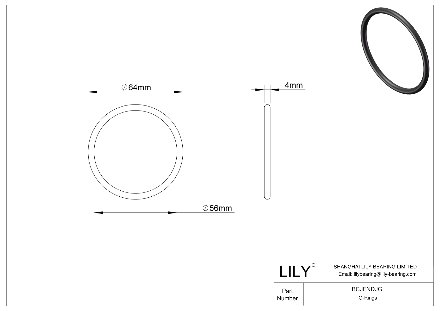 BCJFNDJG Chemical Resistant O-rings Round cad drawing