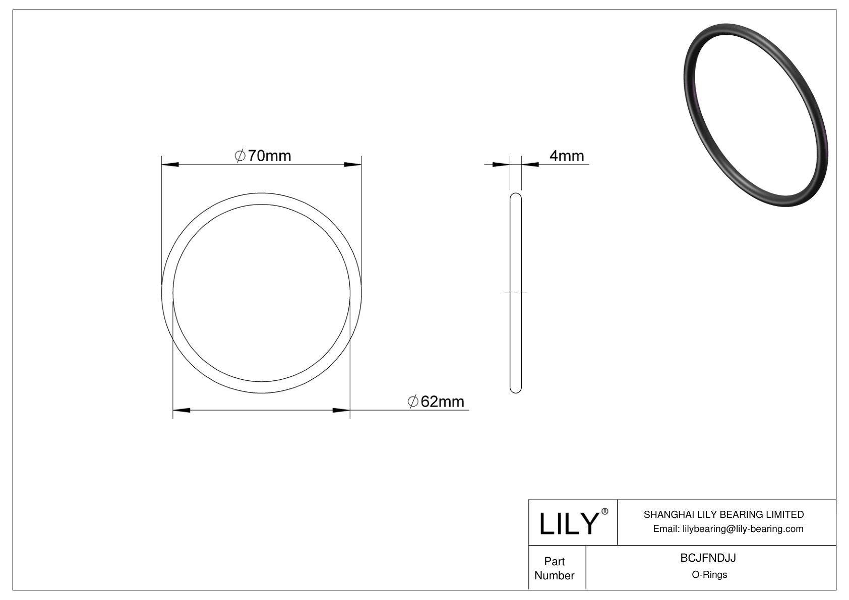 BCJFNDJJ Chemical Resistant O-rings Round cad drawing