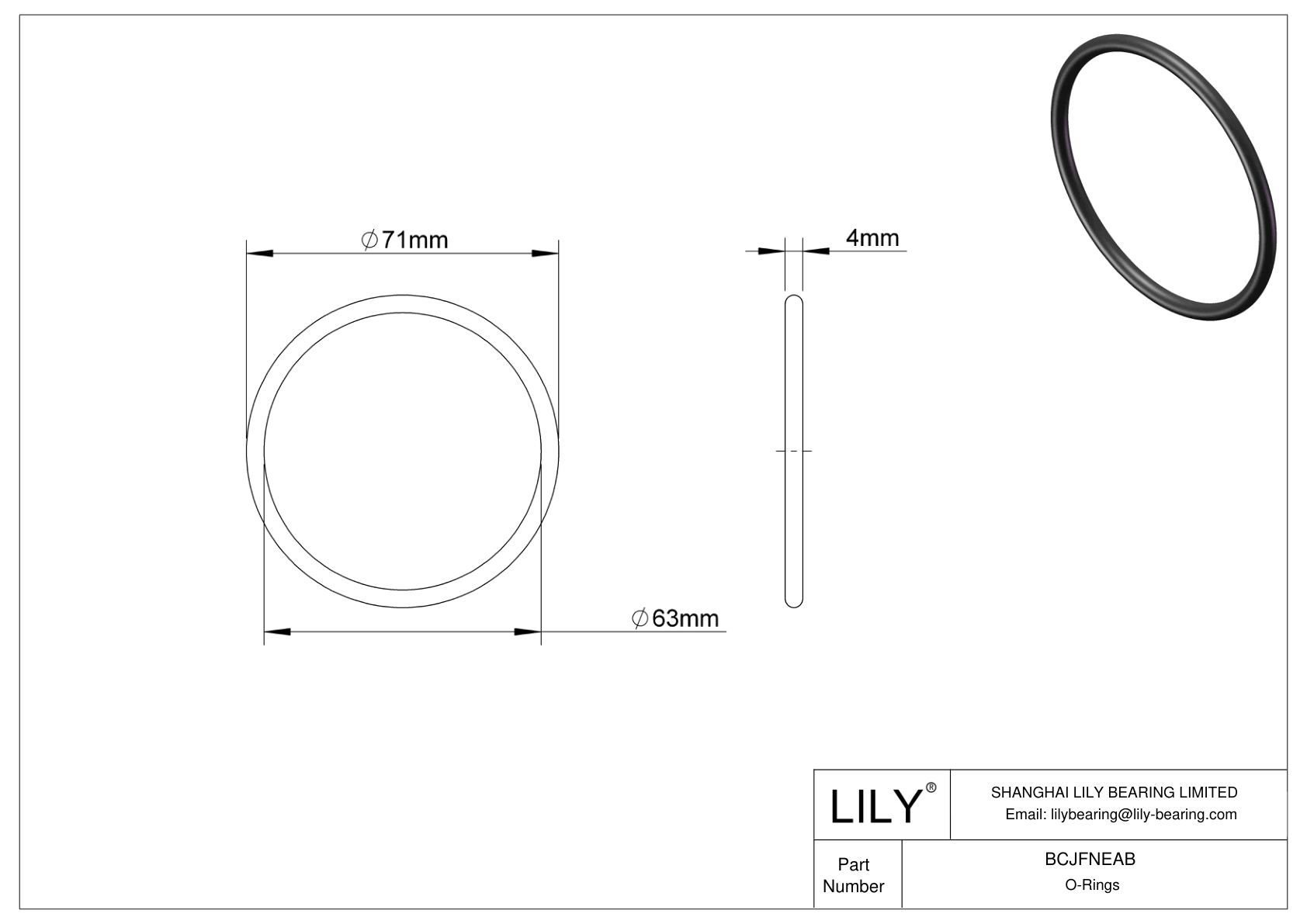 BCJFNEAB Chemical Resistant O-rings Round cad drawing