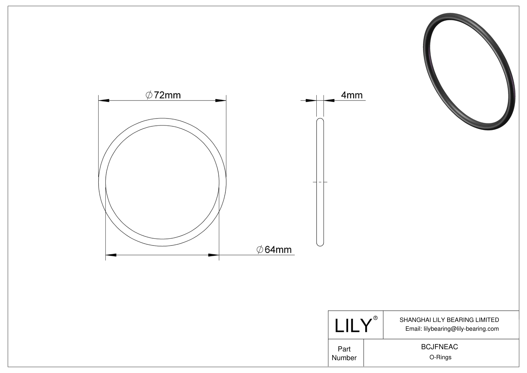 BCJFNEAC Chemical Resistant O-rings Round cad drawing