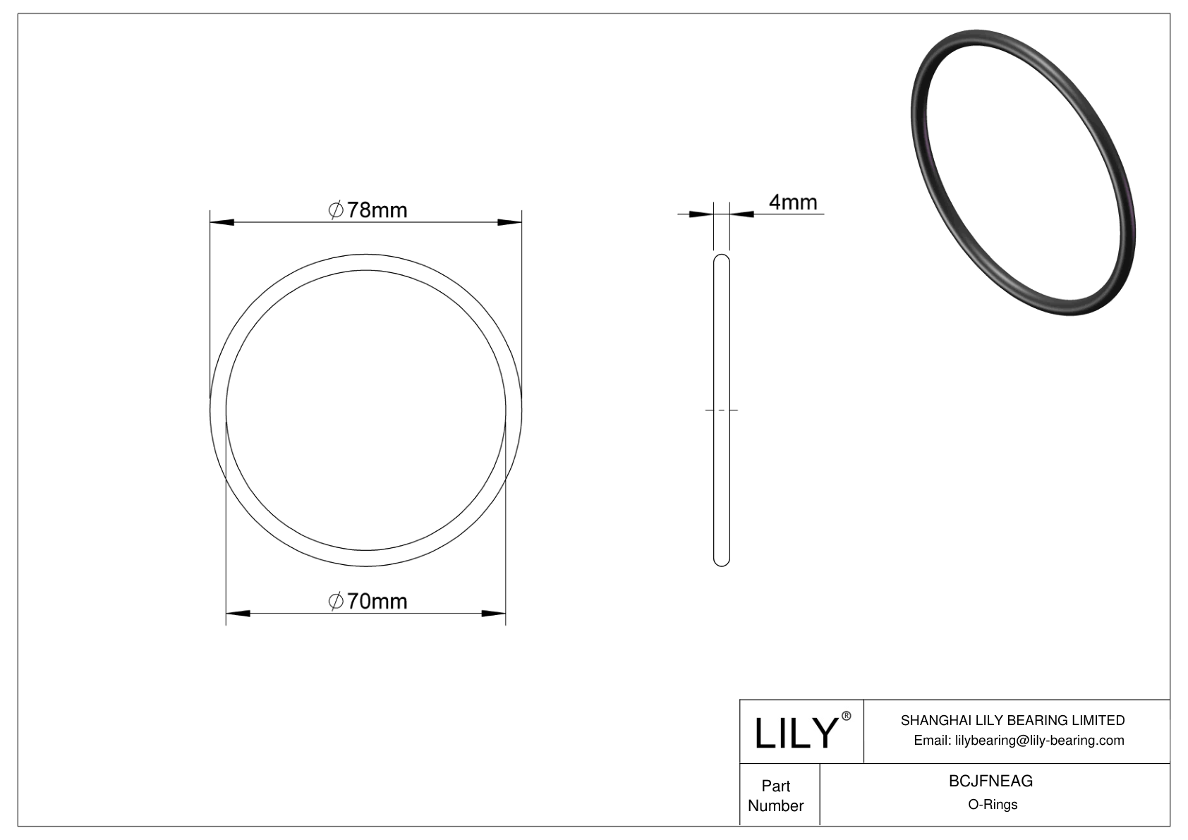 BCJFNEAG Chemical Resistant O-rings Round cad drawing