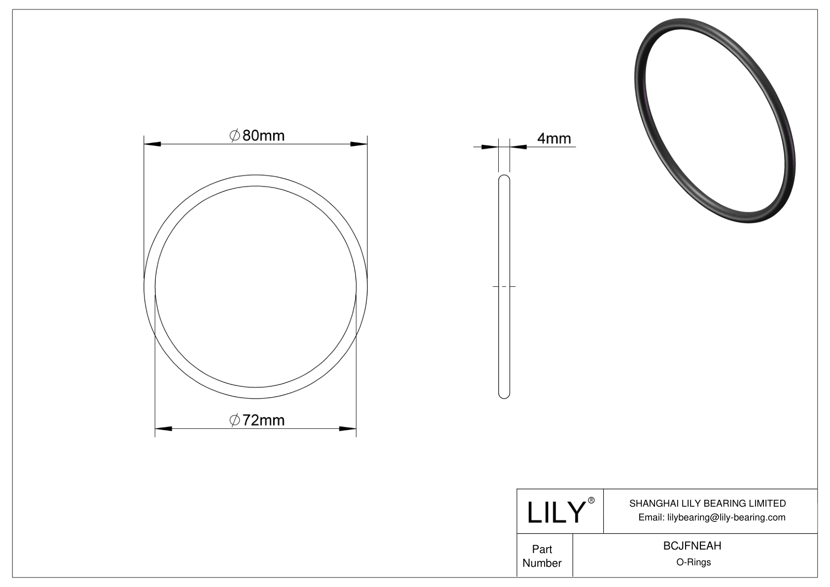 BCJFNEAH Chemical Resistant O-rings Round cad drawing